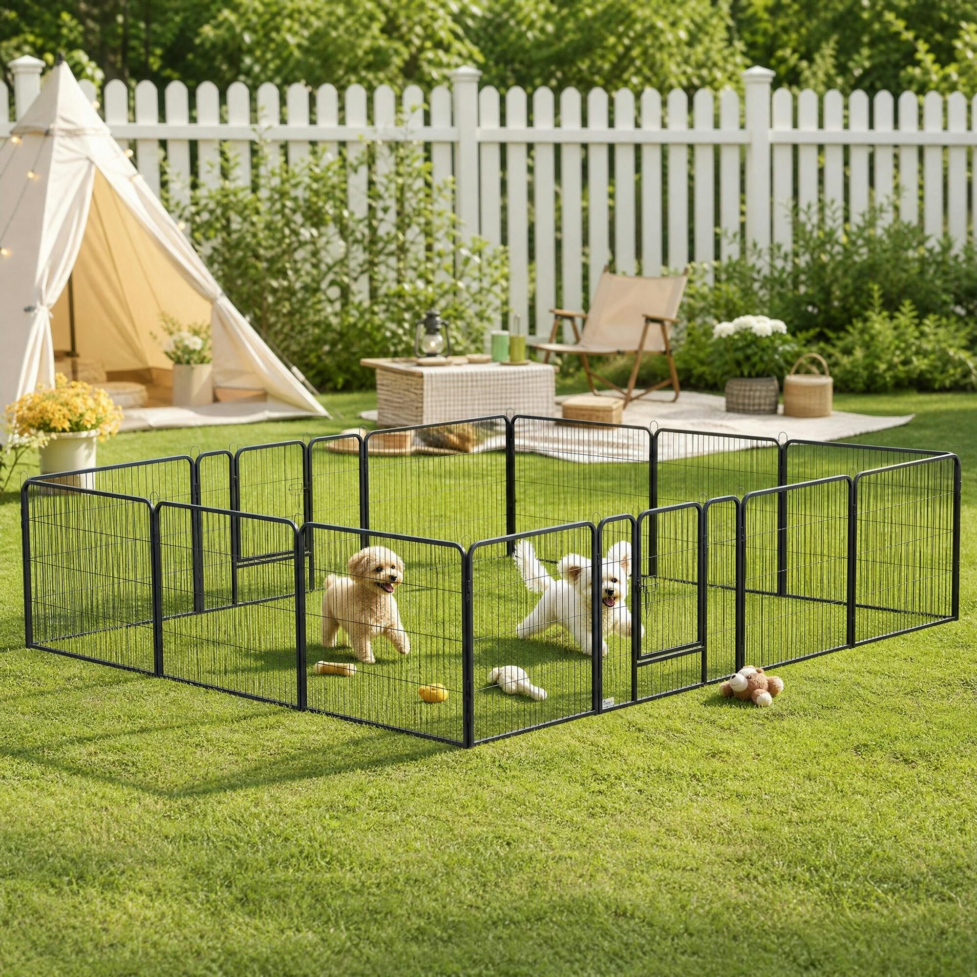 Pawhut 16 Panels Heavy Duty Puppy Play Pen For Small 60Hcm
