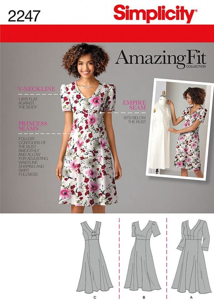 Simplicity Women's Sewing Pattern 2247, Dresses For 10-12-14-16-18 - Intermediate - 10-12-14-16-18