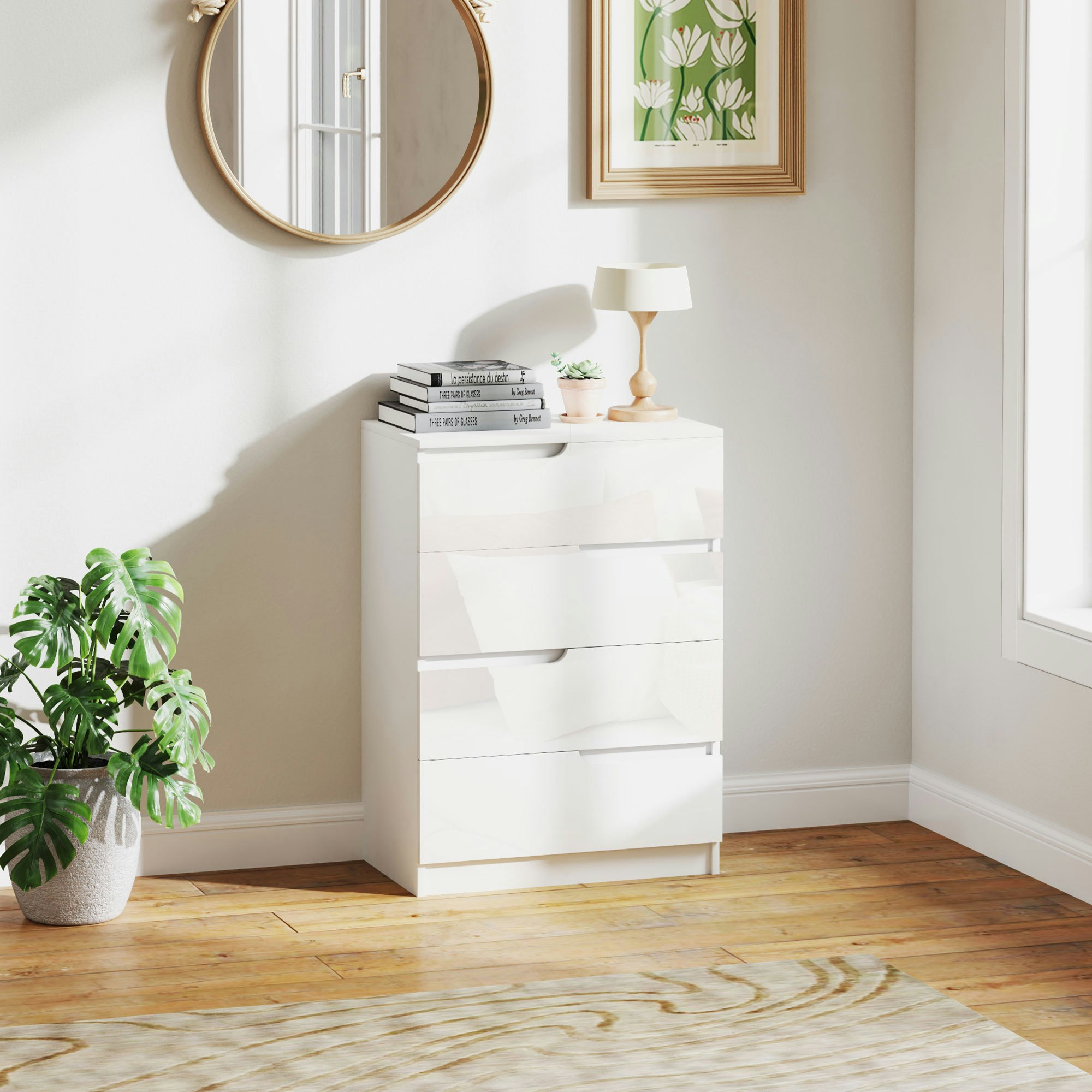 Rackhams White 4 Drawer Chest Of Drawers For Bedroom, 60 X 40 X 85Cm, - 4