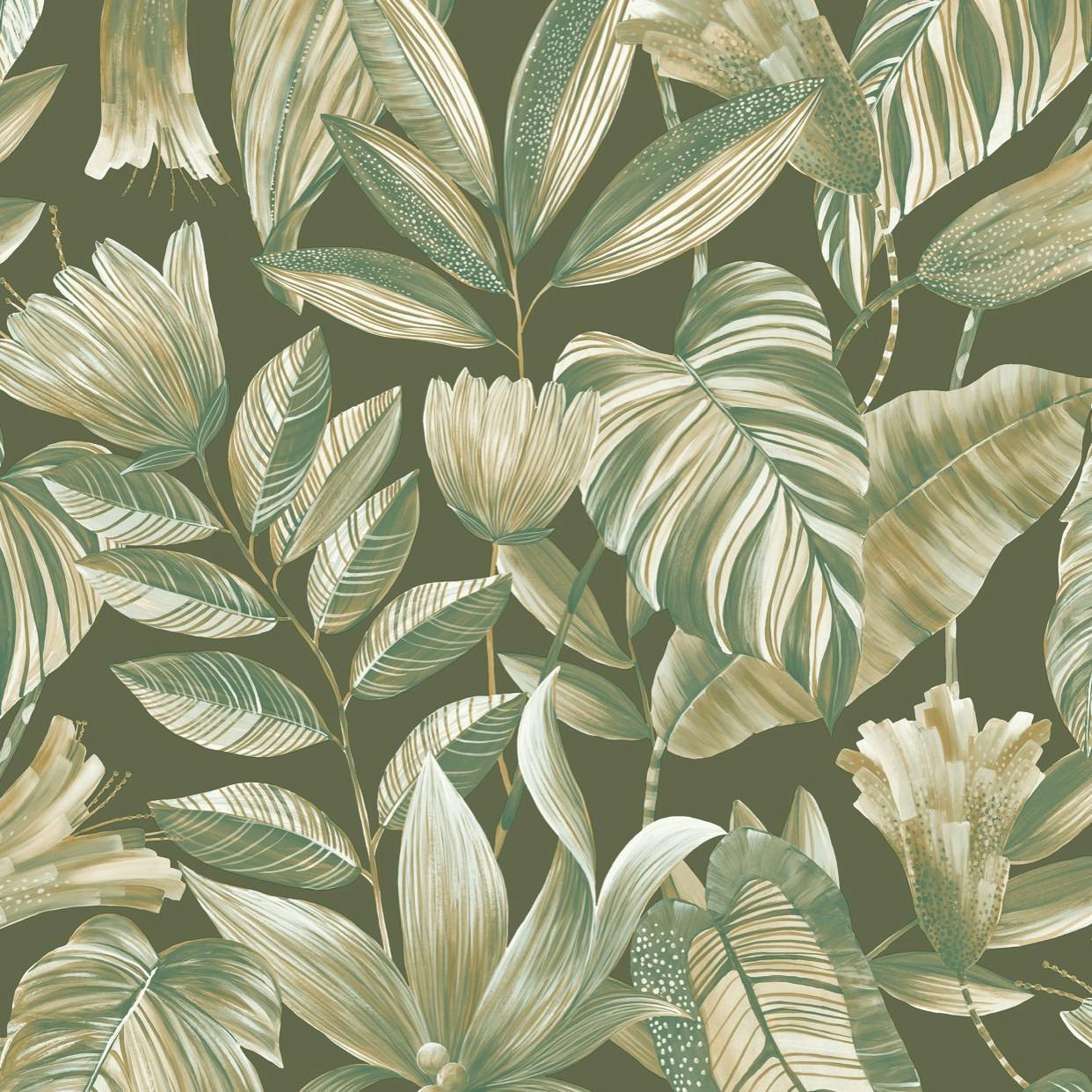 Rackhams Green Boutique Merida Botanical Leaves Luxury Weight Embossed Wallpaper,