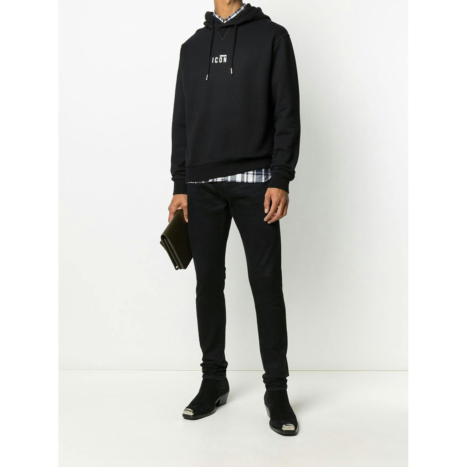 Dsquared Black Small Icon Print Hoodie In - S