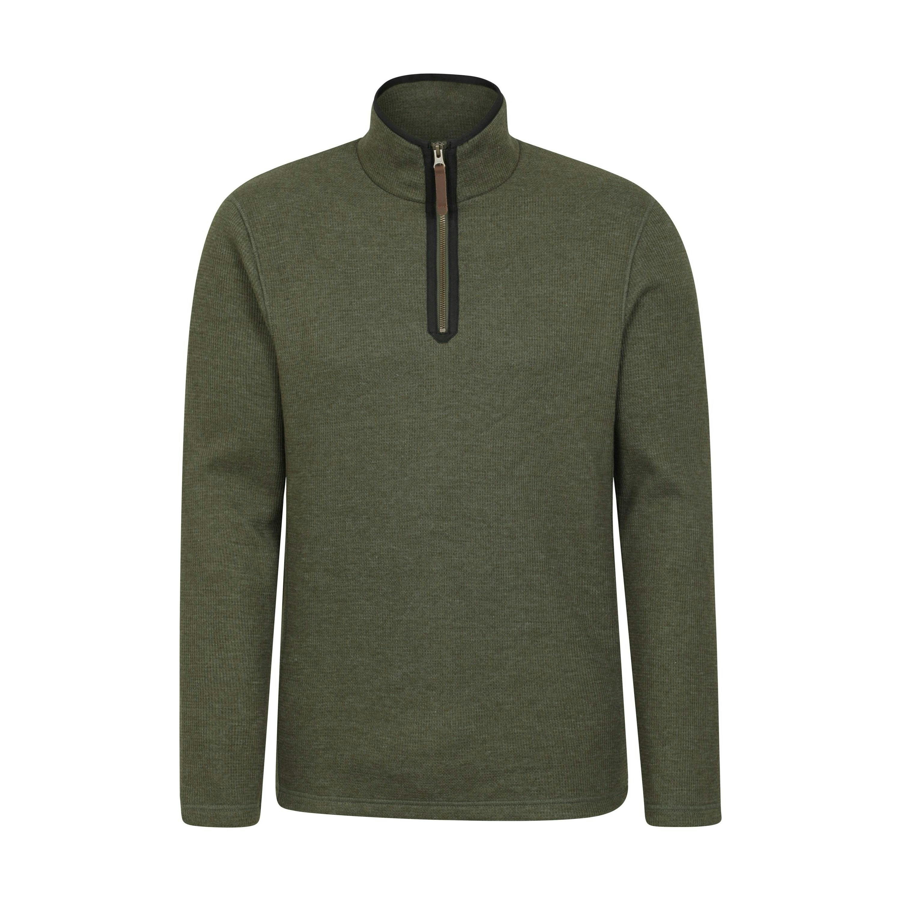 Mountain Warehouse Men's Dark Beta Contrast Zip Top - Khaki - 3XL - Khaki - 60% Cotton/40% Polyester