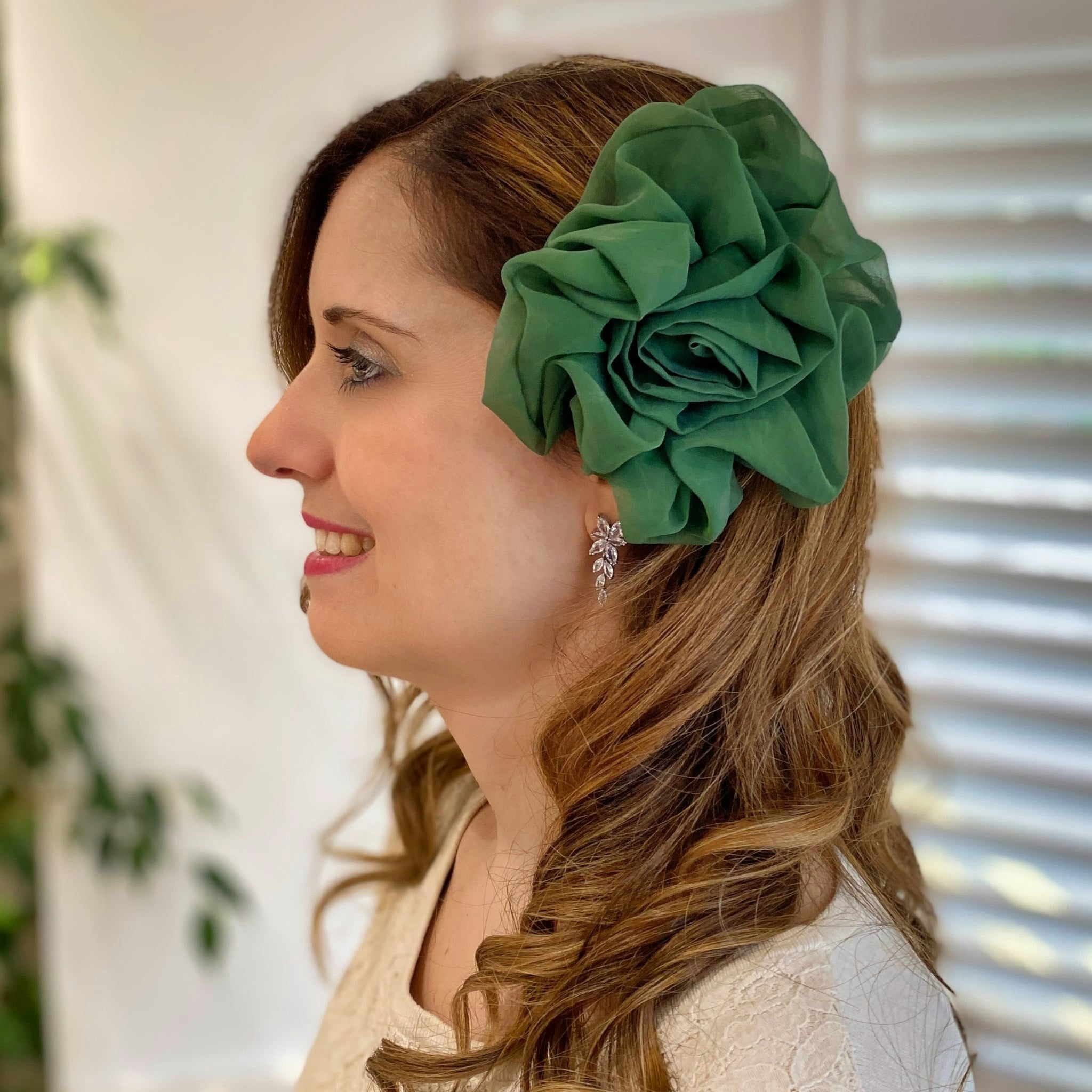 Queenmee Accessories Green Corsage Rose Hair Clip Flower Hair Clip Flower Pin