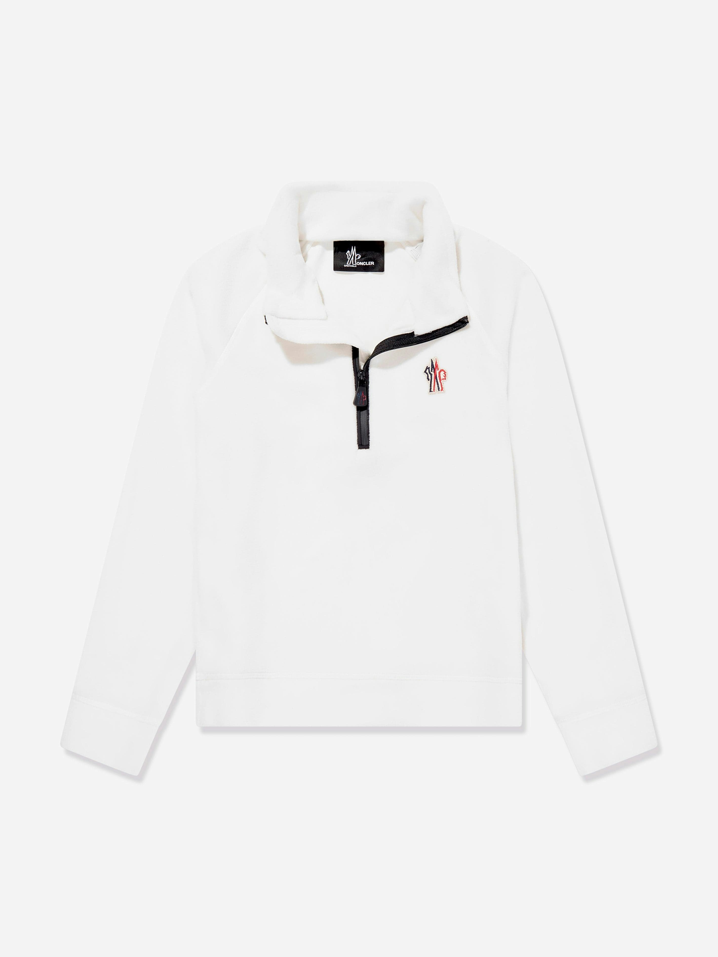 Moncler Enfant Unisex Kids White Kids Grenoble Half Zip Sweatshirt In - 10 Yrs