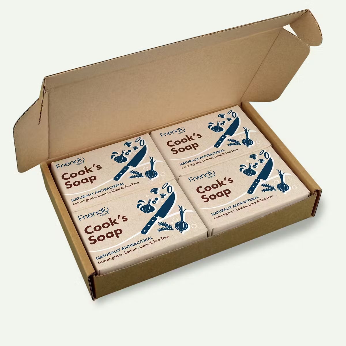 Friendly Soap - Natural Cook's Soap - Tea Tree, Lemongrass & Bicarbonate Of Soda - 4 X 95G - 95G - Natural Handmade Soap - 4