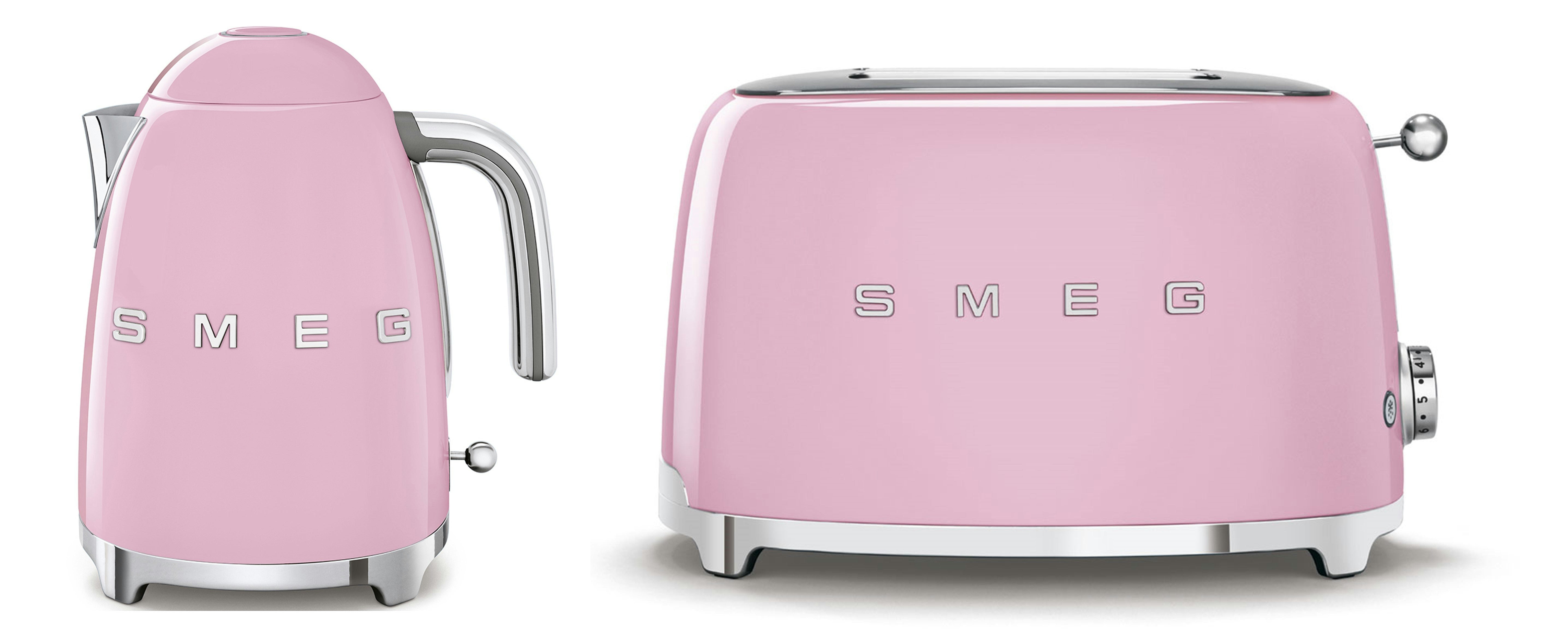 Smeg Pink Bundle Set Klf03 Kettle & Tsf01 Slice Toaster Size 2