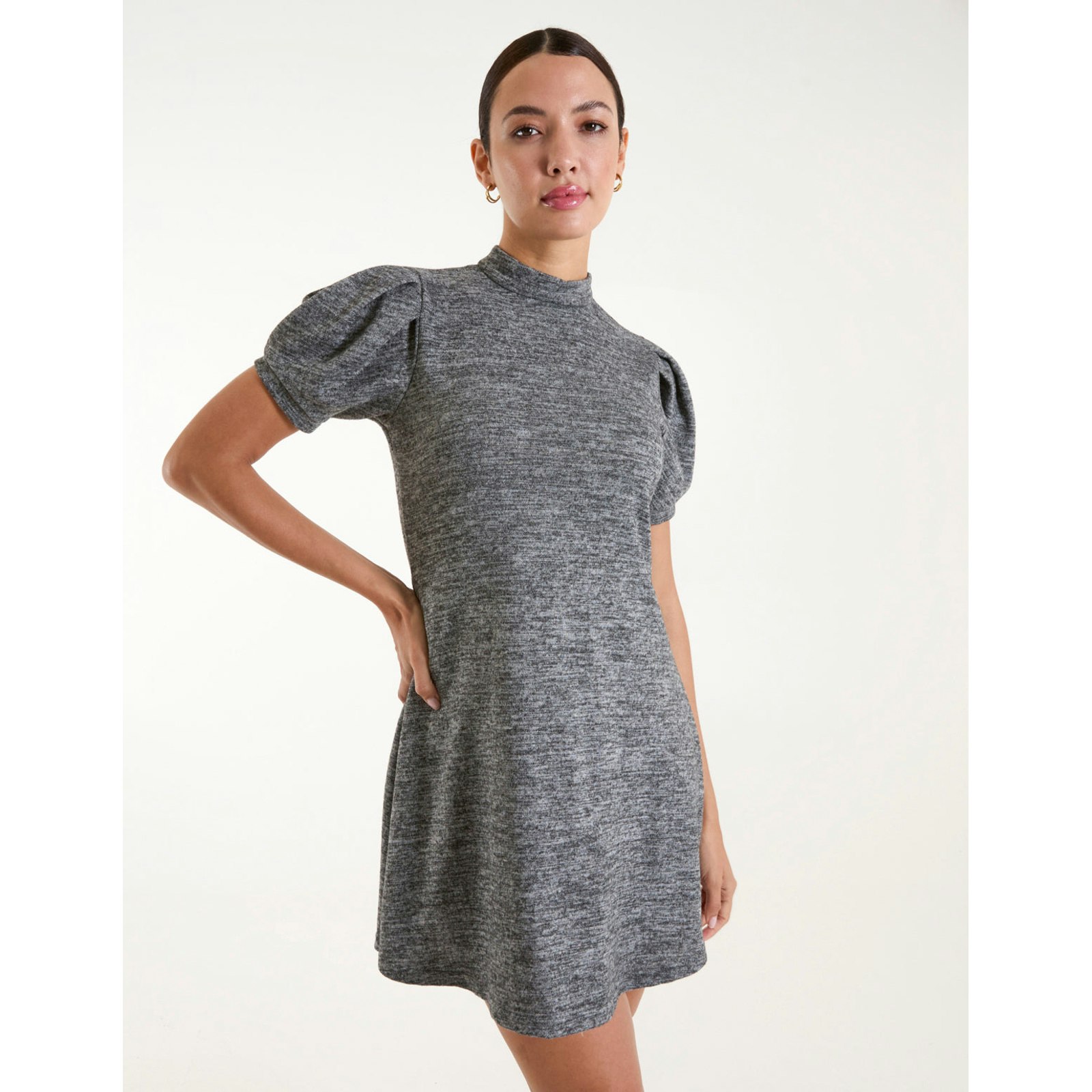 Blue Vanilla Blue/Dark/Grey Vanilla Puff Sleeve Smock Dress - Xl