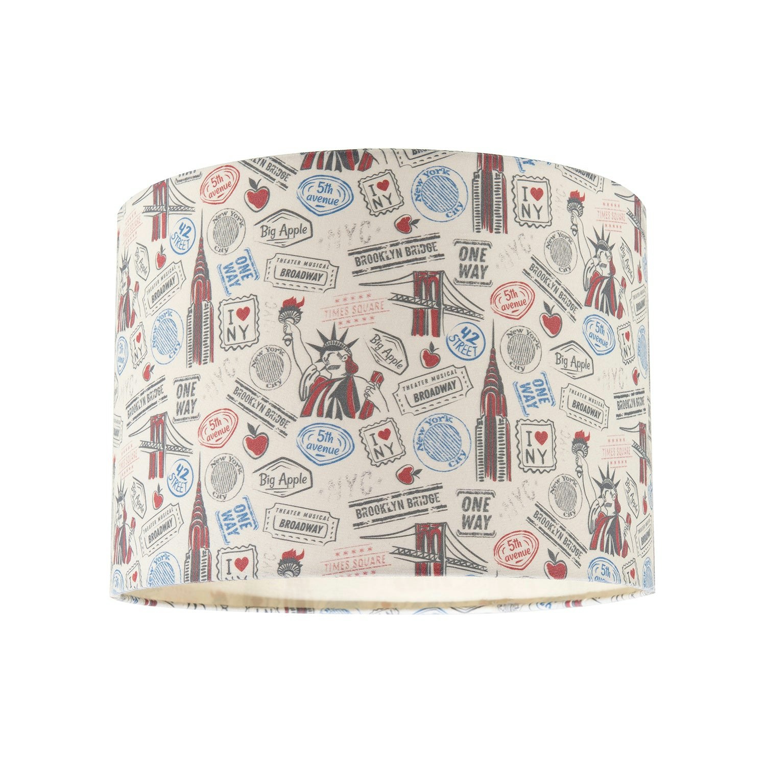Happy Homewares Cream New York Themed Lamp Shade With Statue Of Liberty And Brooklyn Bridge