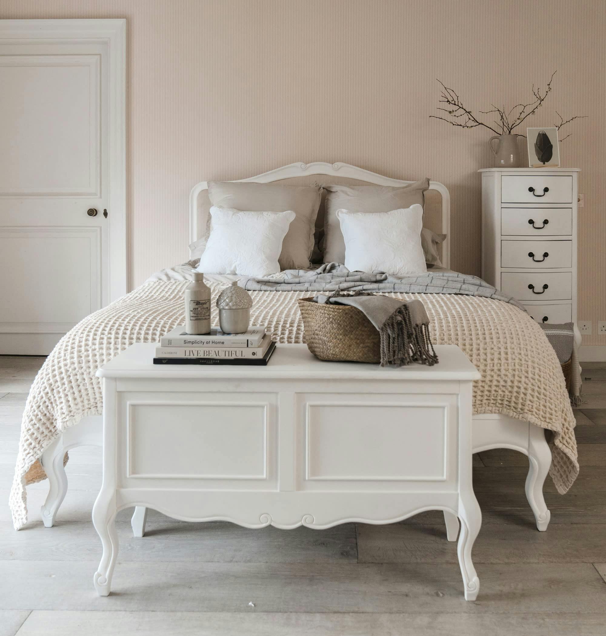 Rackhams White Juliette Bed Frame French Style With Upholstered Headboard 4Ft6 5Ft 6Ft - Double - 1480.00