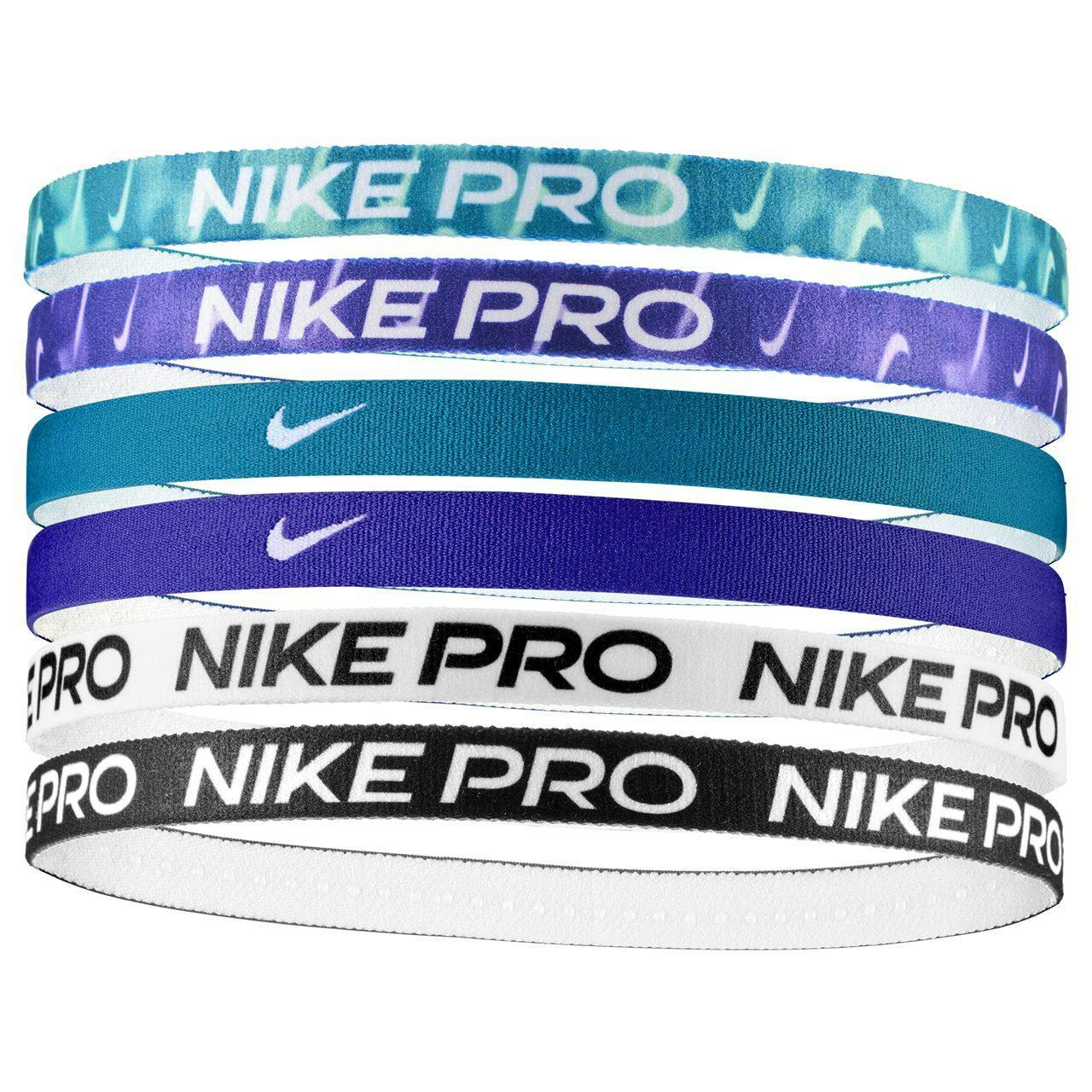 Nike Black/White/Blue Flex Classic Headband (Pack Of 6) - One Size