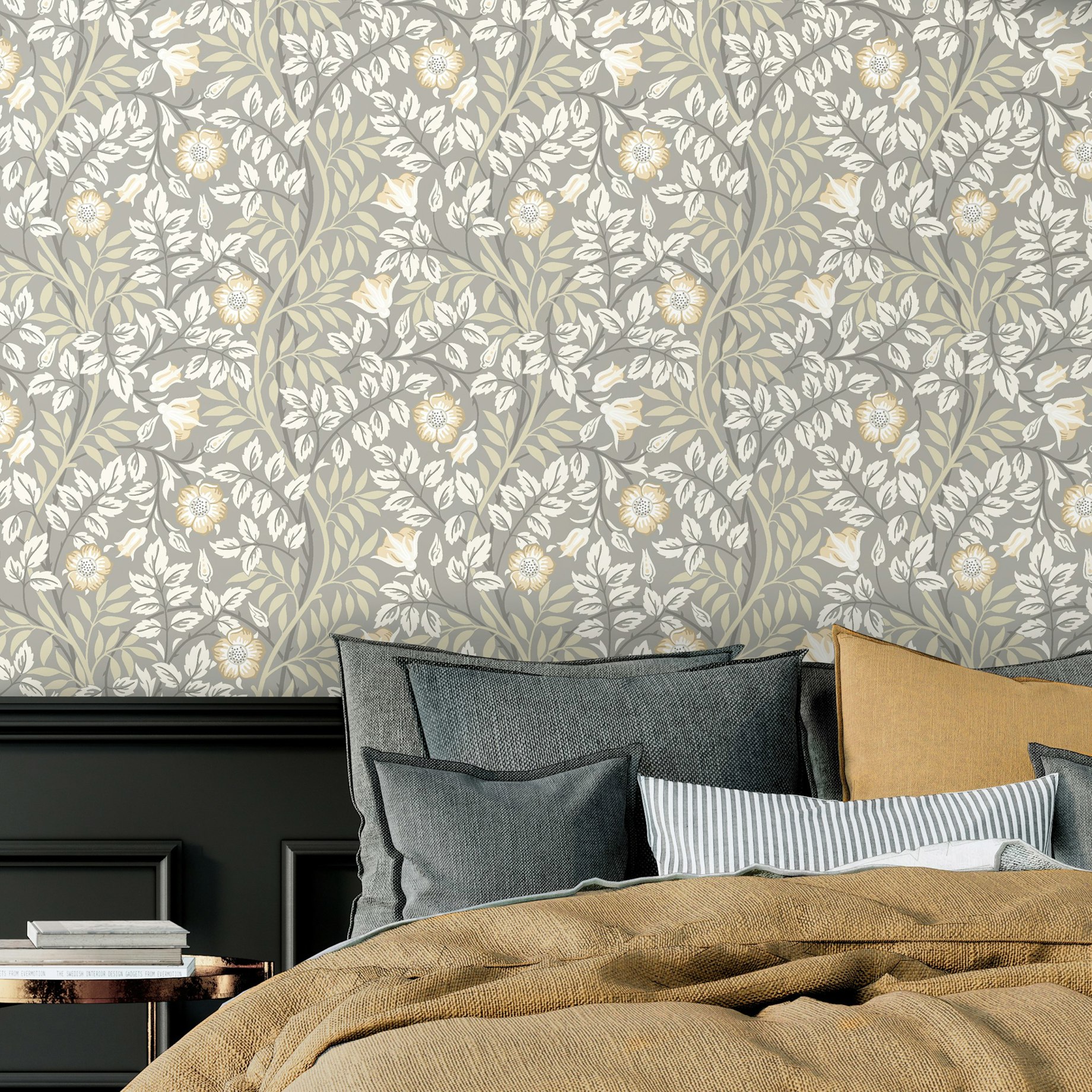 Hoopla Walls Grey Rosehip Trail - Stone 10M Wallpaper - Stone