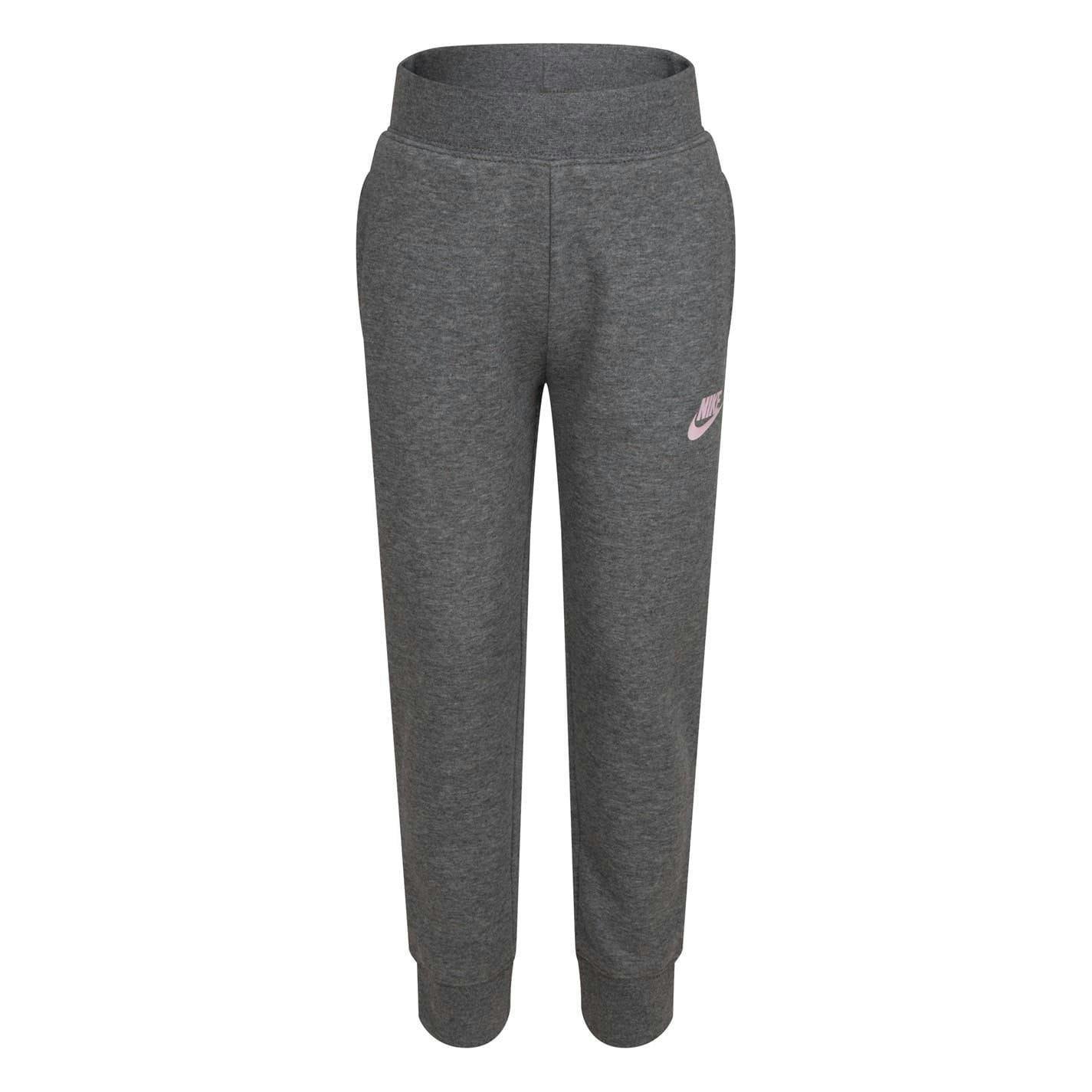 Nike Girls Fleece Logo Jogging Bottoms - Carbon Heather - 6-7 Years - Carbon Heather - 100% Mixed