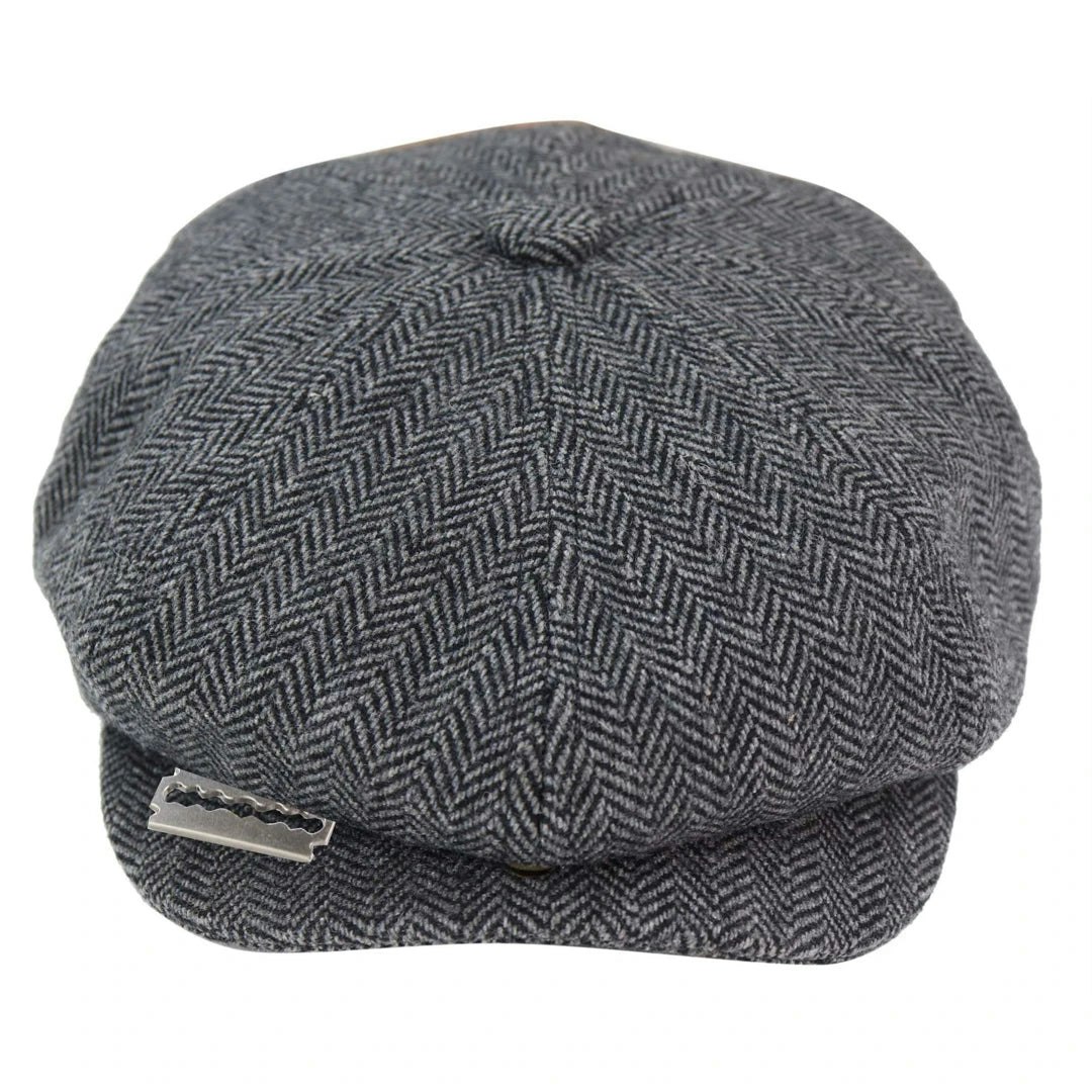 Truclothing Men's Tweed Newsboy Cap Peaky Baker Flat Check Hat - Medium - Charcoal
