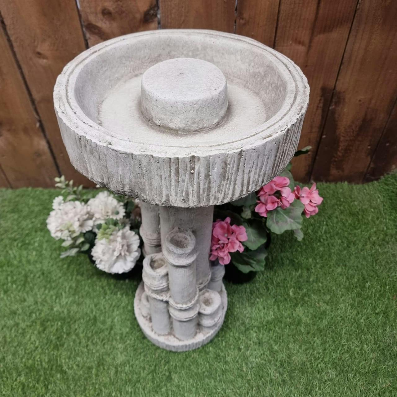 Rackhams Bamboo Design Stone Cast Birdbath