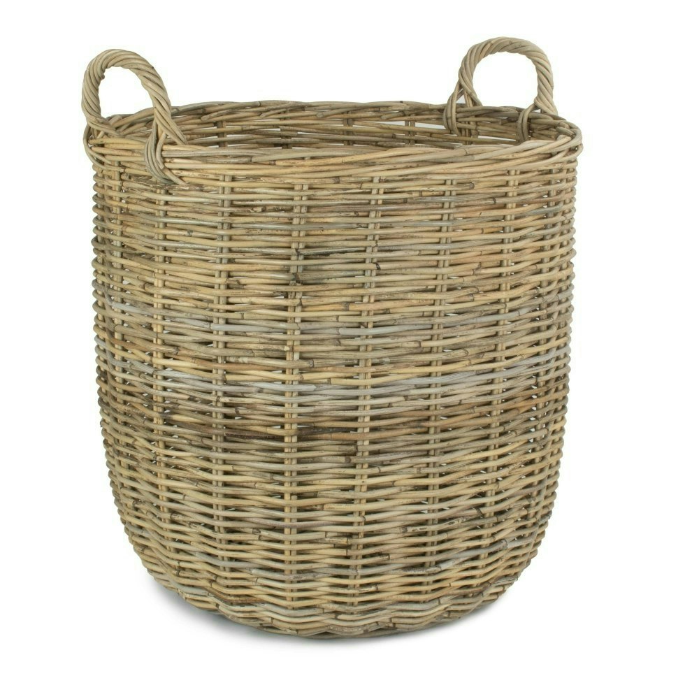 Red Hamper Red/Grey/Brown Hamper Tall Round Fireside Rattan Log Basket - Large