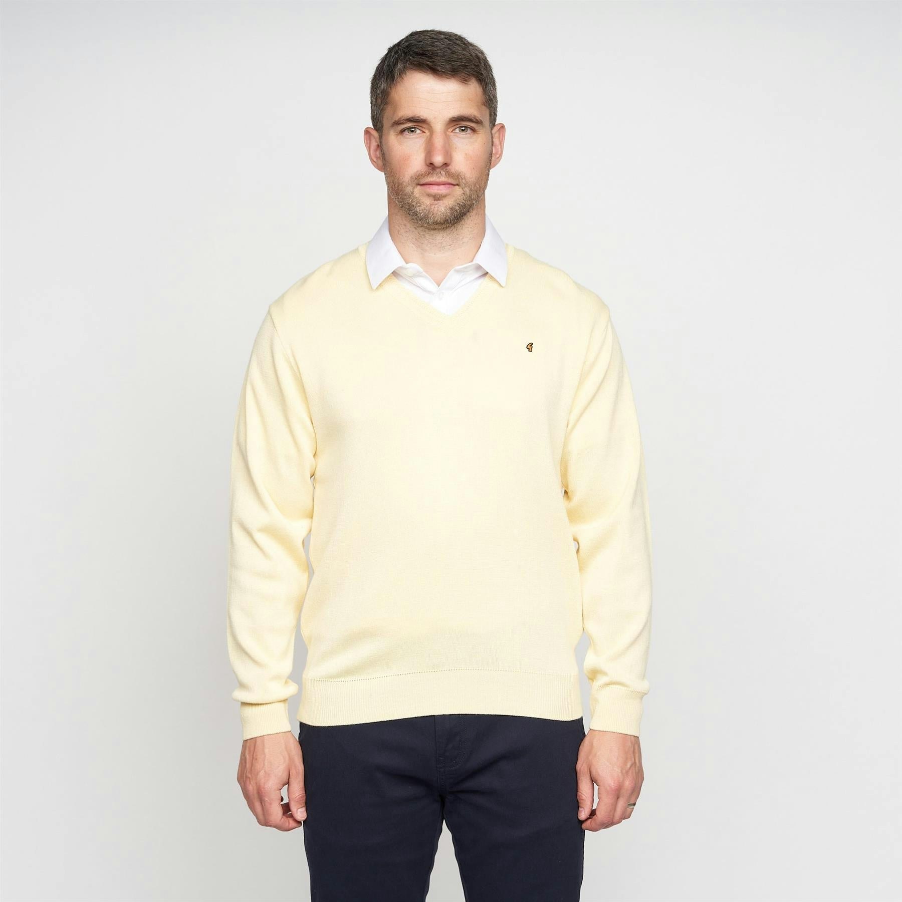 Gabicci Men's G00k01 Vee Neck Sweater Classic - Corn - 2XL