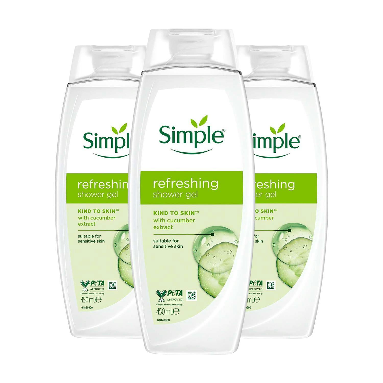 Simple Kind To Skin Refreshing Shower Gel 450Ml, 3 Pack - White - Image 4