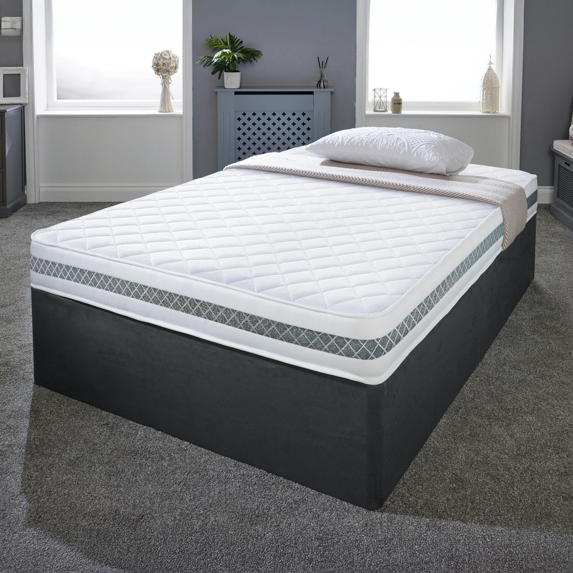 Extreme Comfort White Diamond 3D Memory Foam And Spring Hybrid Mattress Breathable Cooltouch Surface - Mattress - 5Ft King Mattress Size Mattress (150Cm X 200Cm)
