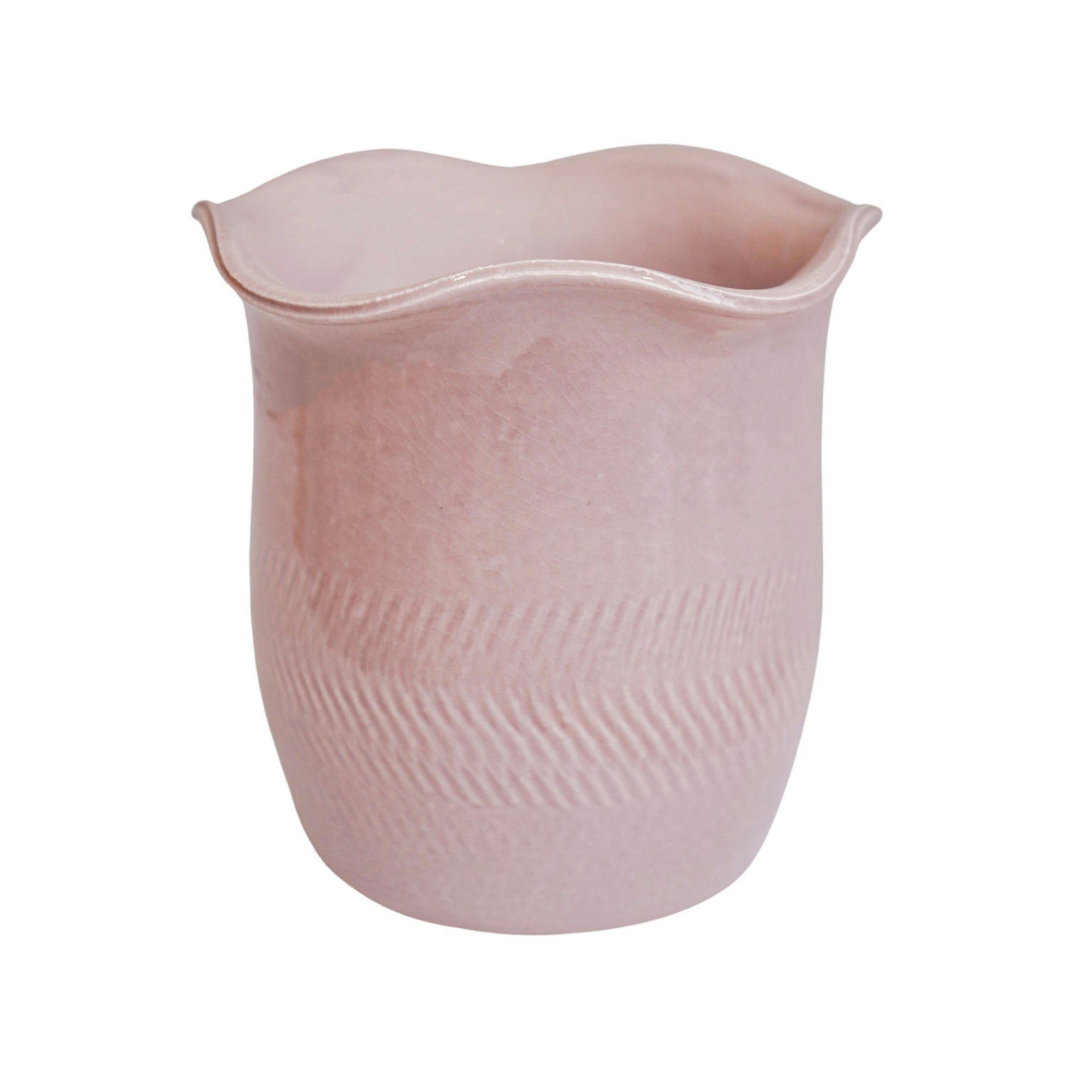 Rackhams Camellia Scalloped Edge Planter - Blush