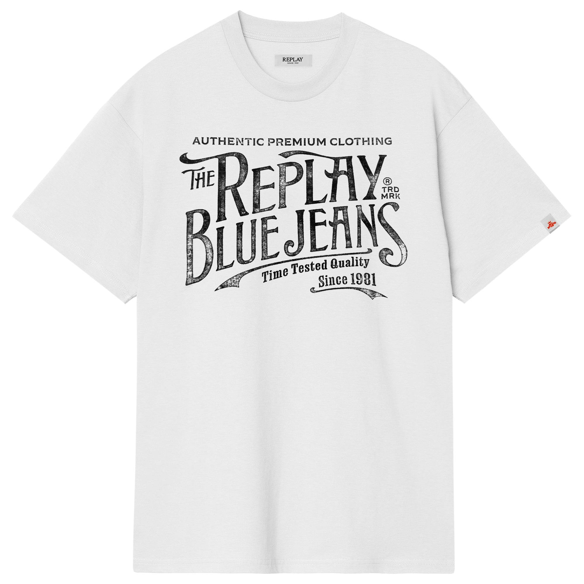 Replay Men's Blue/White Royal Eagle Jeans Chest Logo T-Shirt - Natural - Small