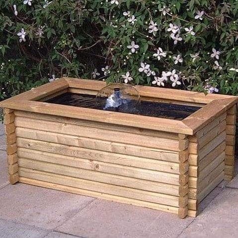 Rackhams 60 Gallon Rectangular Wooden Norlog Pond/ Pool, 1220Mml X 685Mmw X 510Mm High - No Pump