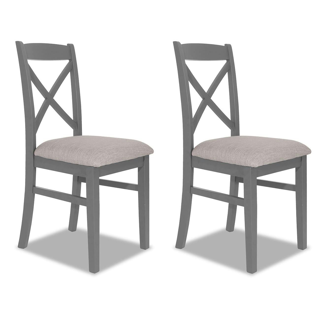 Rackhams Grey Florence Crossback Upholstered Seat Chairs Set Of 2 - Dove