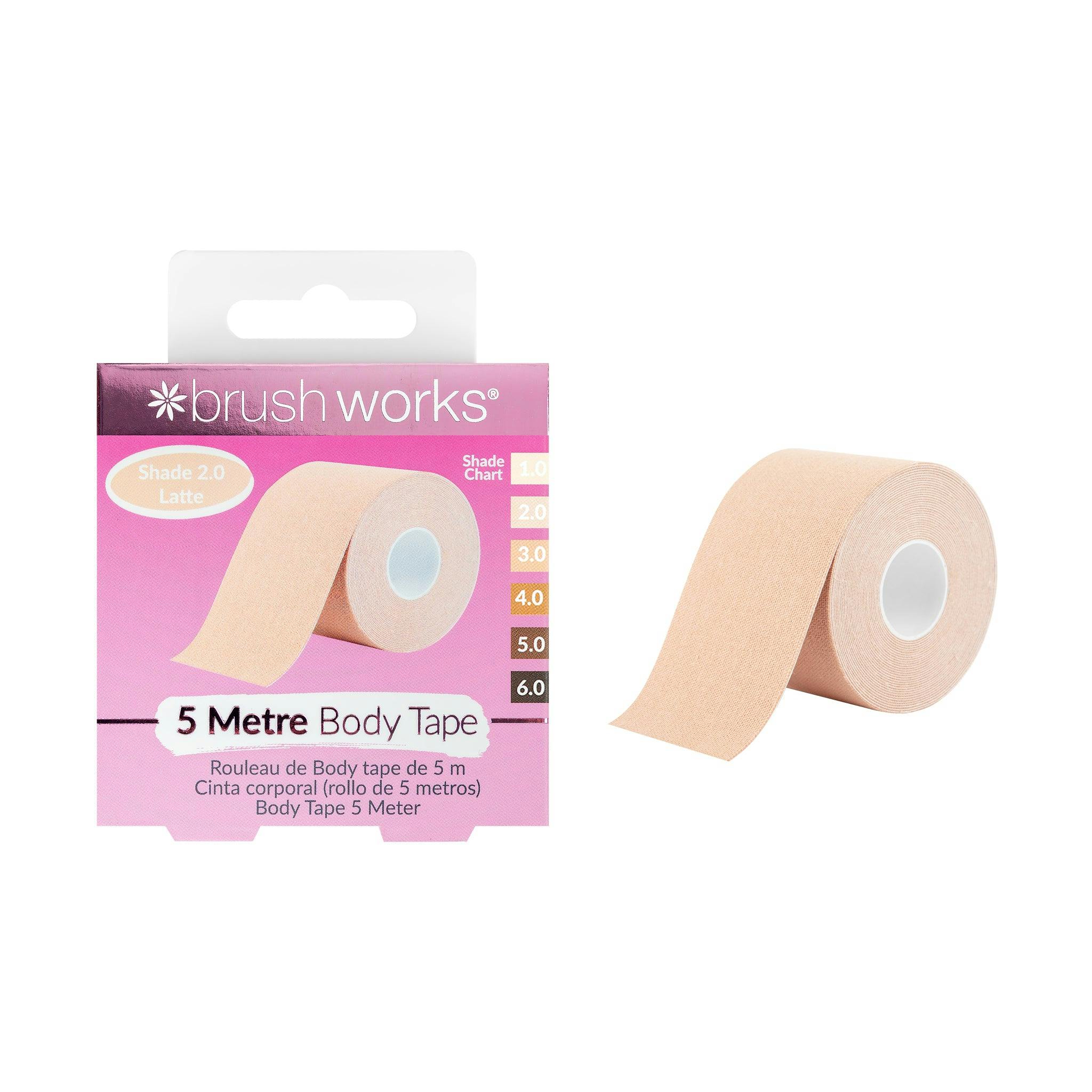 Brushworks Body Tape Shade 2.0 Latte - Nude Stretchy Body & Breast Lift Tape for Long-Lasting Support & Invisible Hold, 5m Roll, Comfortable & Skin-Friendly Bra Tape, Vegan & Cruelty-Free - Image 7
