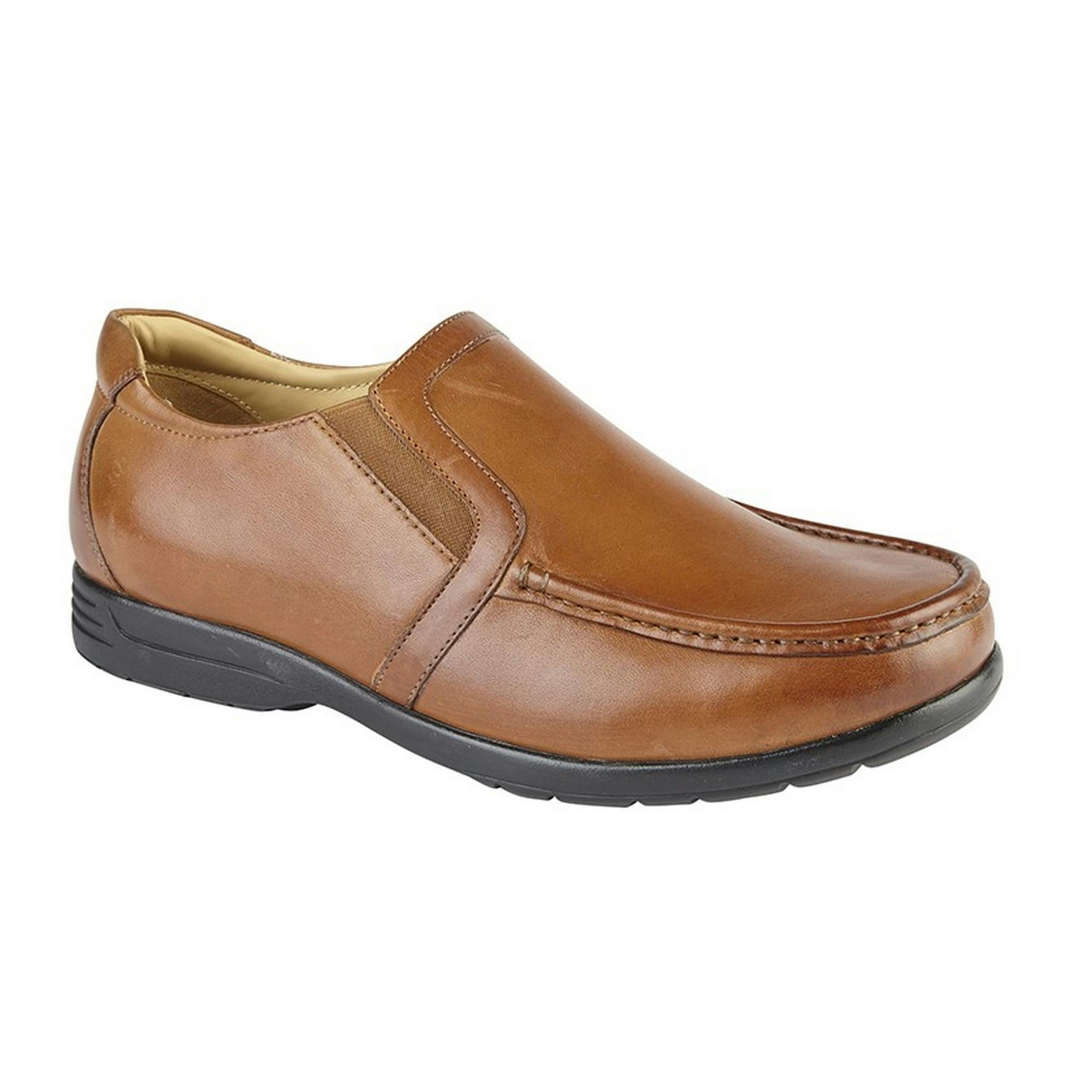 Roamers Men's Leather Xxx Extra Wide Twin Gusset Casual Shoe - Tan - Tan - 14 Uk - 100% Leather