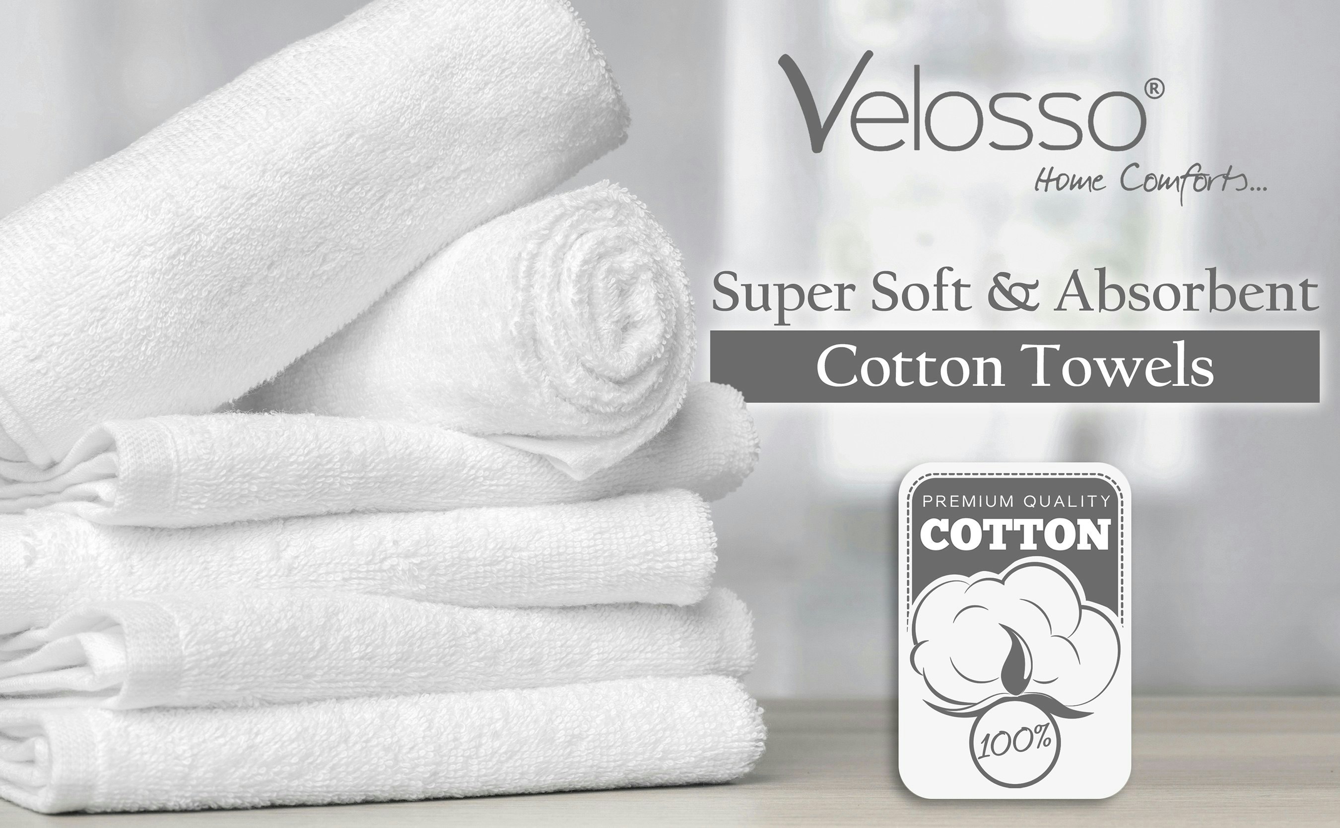 Rackhams White Cotton Plush Velour 450Gsm Super Absorbent Towels - Bath Towel
