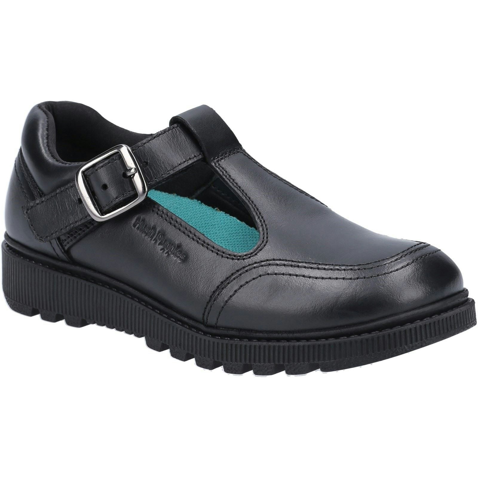 Hush Puppies Girls Black Kerry Senior Leather 'S Shoes - Size 7