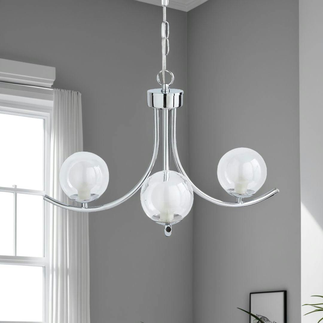 Rackhams Light Jimena 3 Polished Chrome Pendant Ceiling