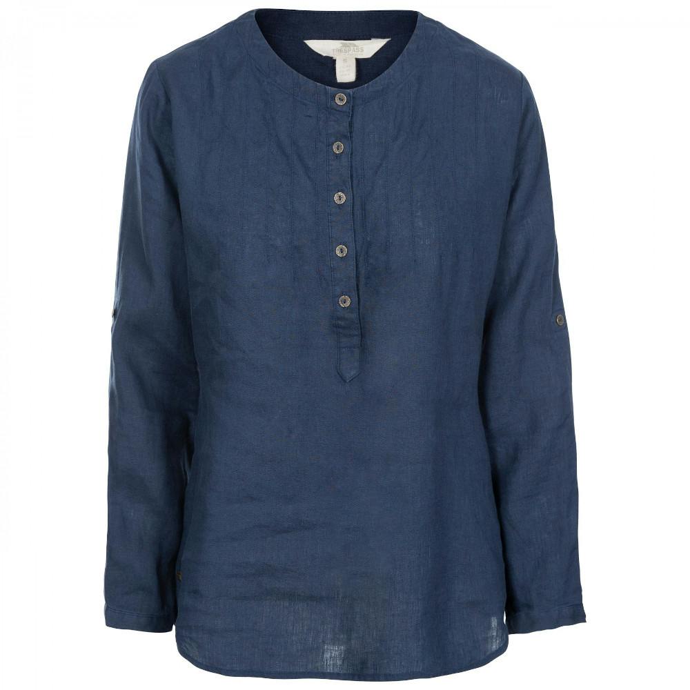 Trespass Women's Navy Messina Casual Cotton Blouse In | Size: Xs - Image 3