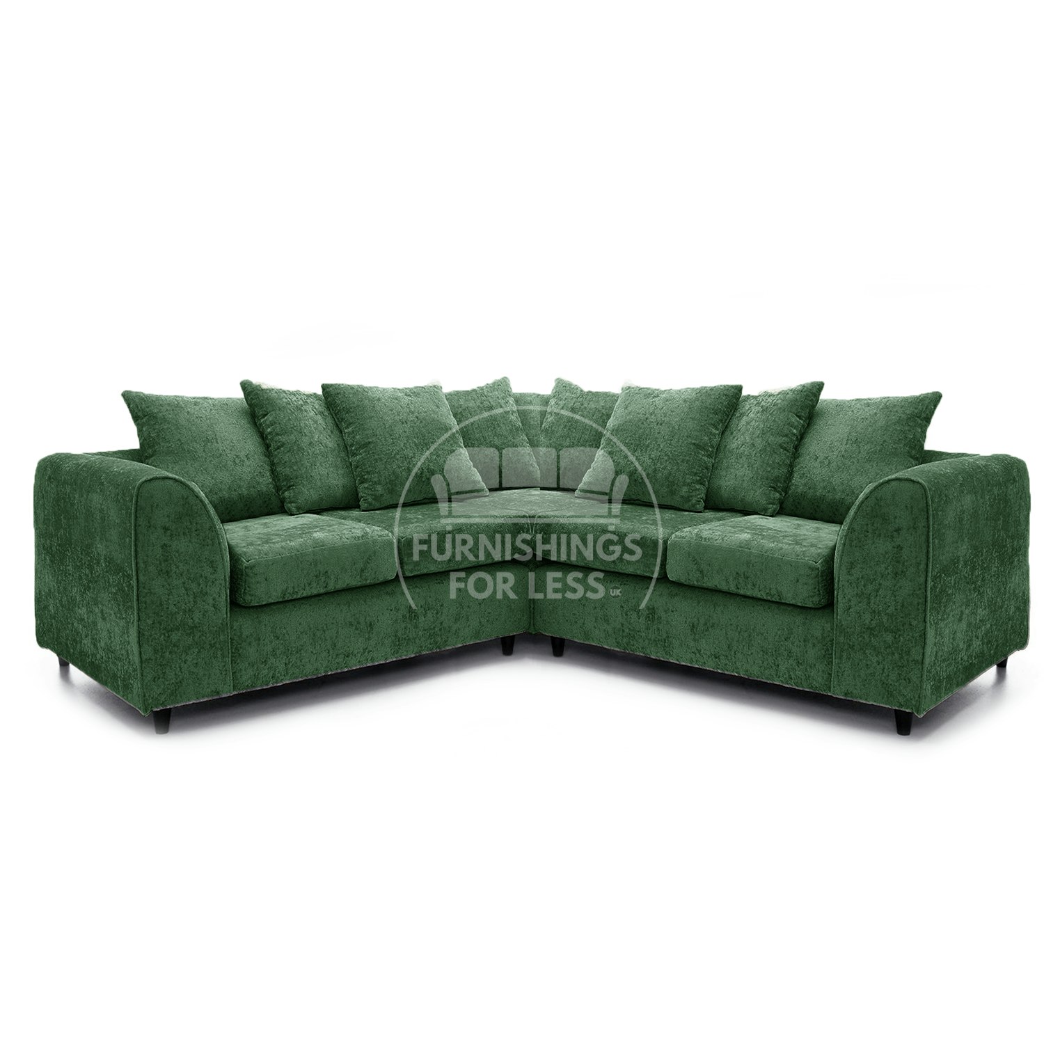Furnishings For Less Green Monaco Chenille Fabric 5 Seater Corner Sofa