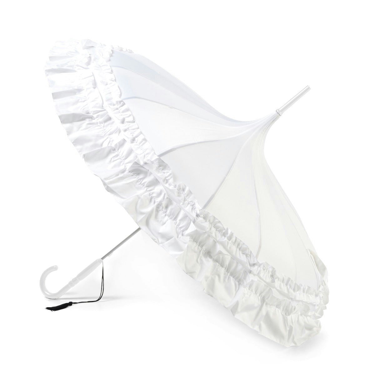 Soake White Classic Frilled Pagoda Umbrella 88Cm