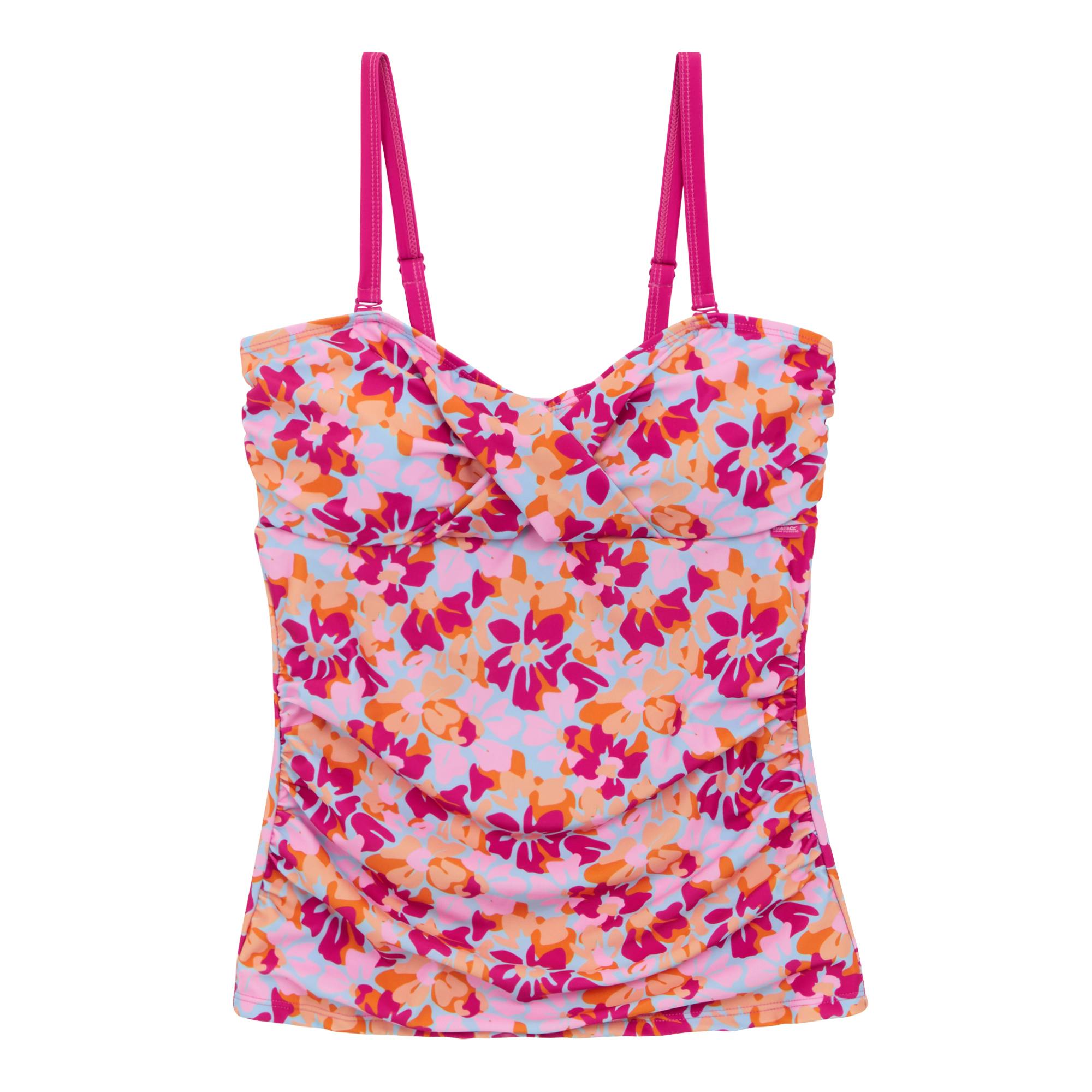 Regatta Women's Pink Aceana Iii Summer Floral Tankini Top - 12 Uk - 100% Mixed