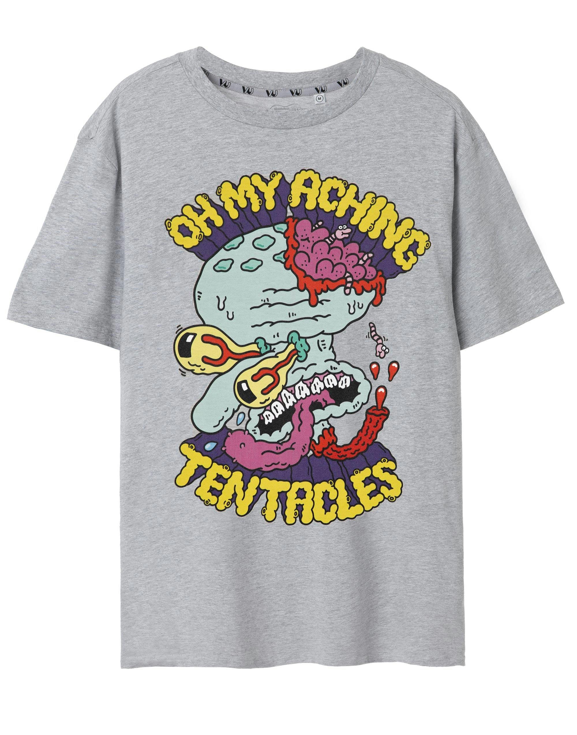 Vanilla Underground Men's Grey Spongebob Squarepants Krusty Pants Squidward Aching Tenticles Short Sleeved T-Shirt - XX-Large