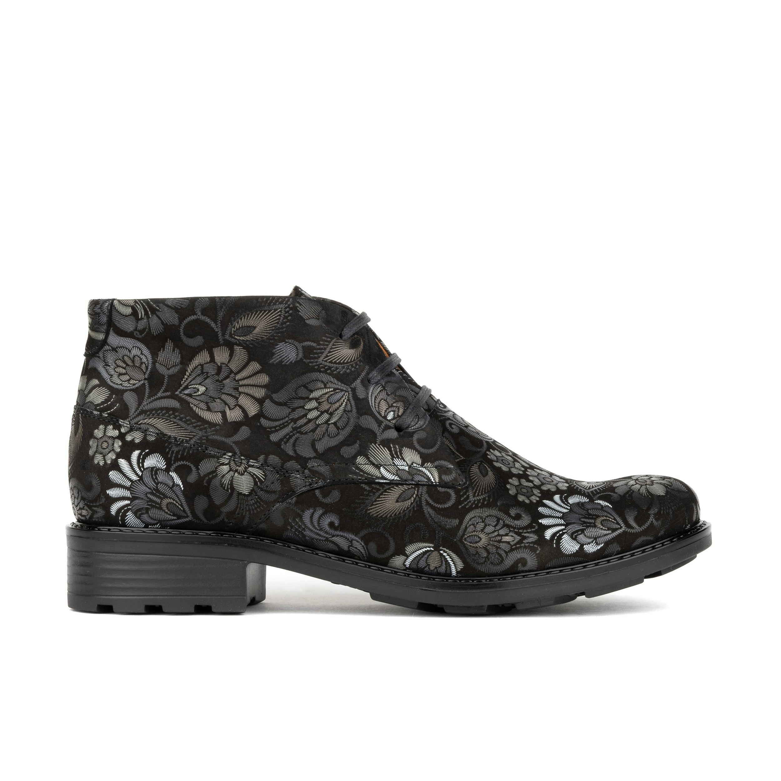 Embassy London Women's Black Laviva - Emboss - Round Toe Wide Fitted Ankle Boot In Nubuck Leather - Uk 6 / Eu 39 / Us 8