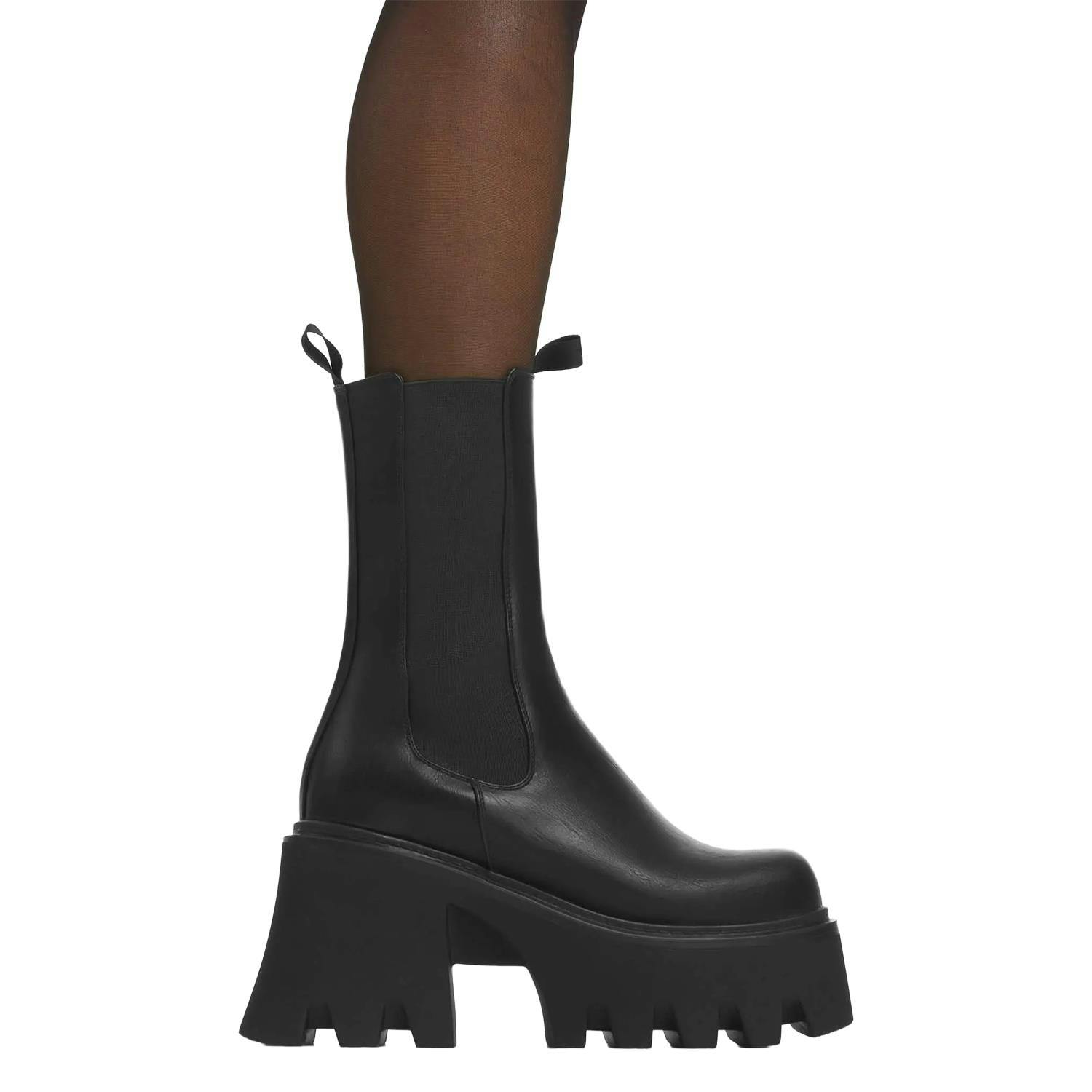 Lamoda Black Hysteria Chunky Platform Ankle Boots Bold Edgy Statement - Uk5