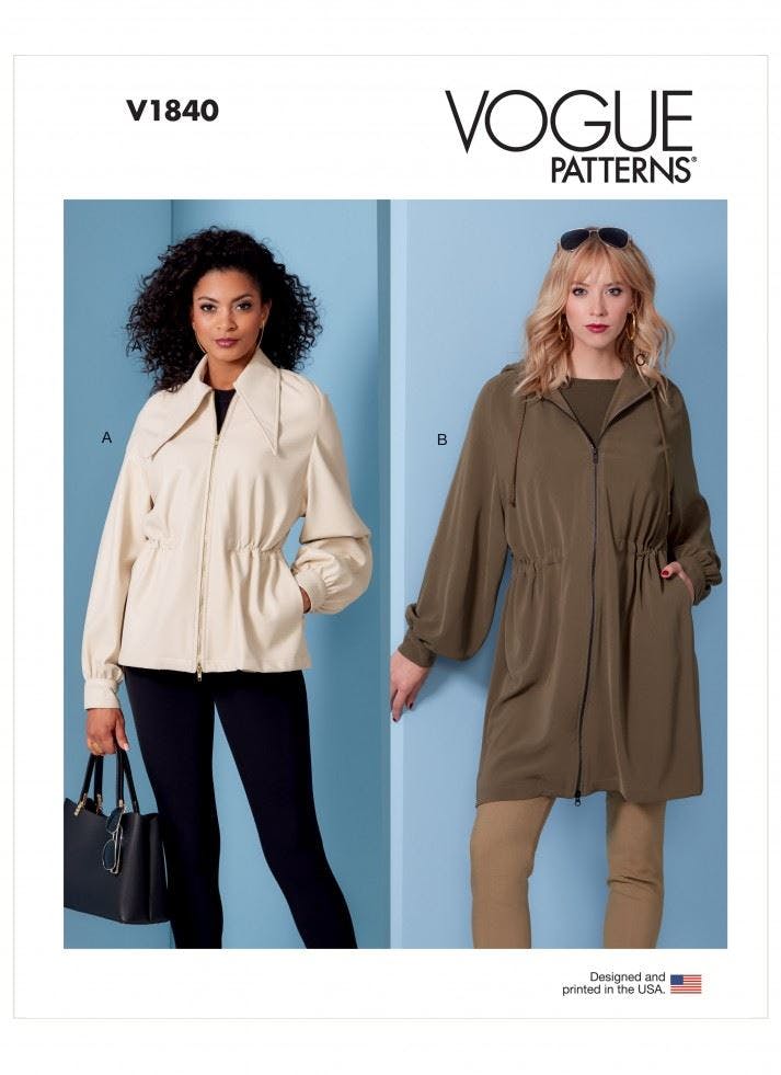 Vogue Women's Sewing Pattern 1840, Jackets For A (S-M-L-Xl-Xxl) - Intermediate - A (S-M-L-Xl-Xxl)