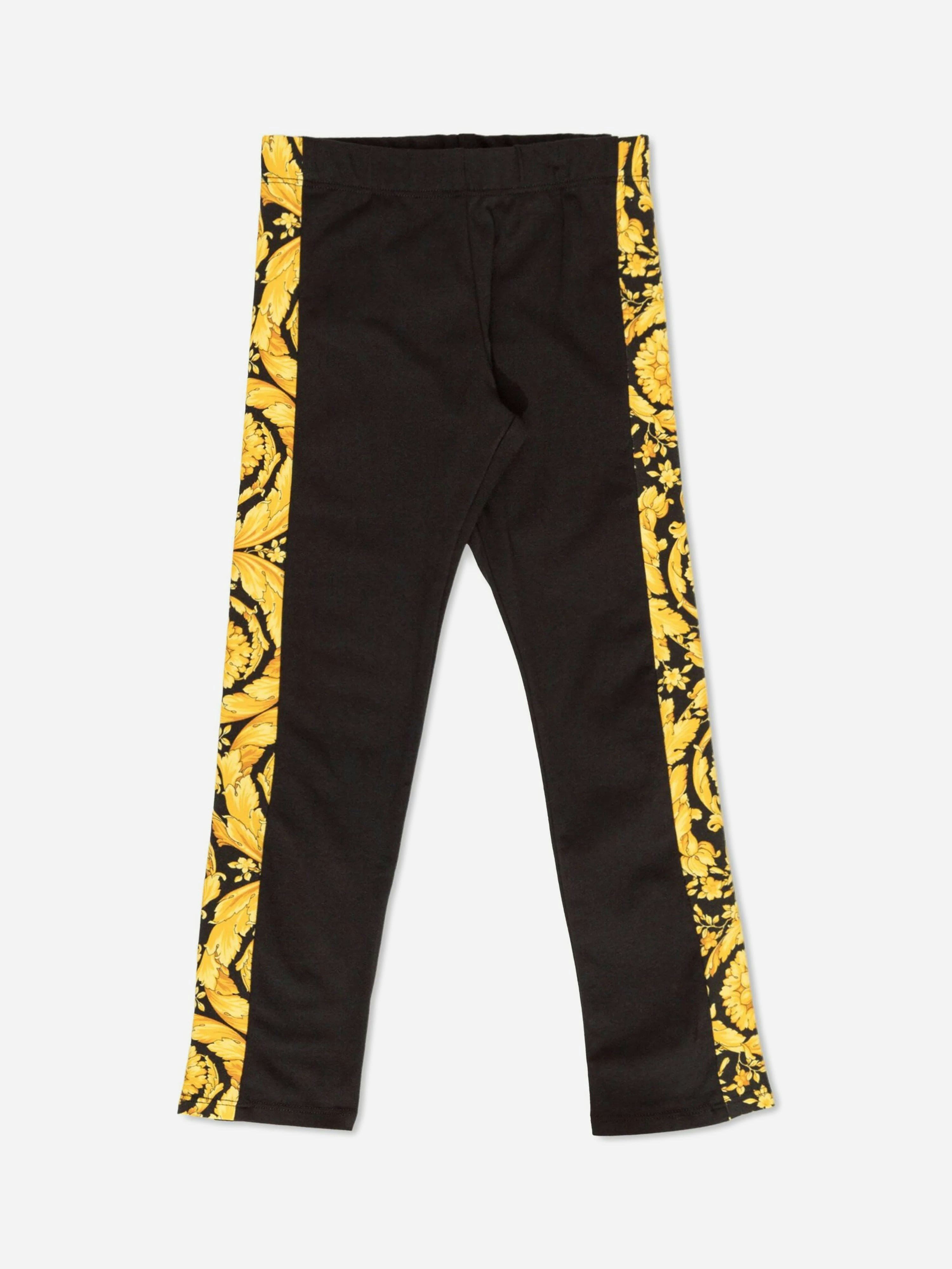 Versace Girls Black Logo Leggings In - 10 Yrs