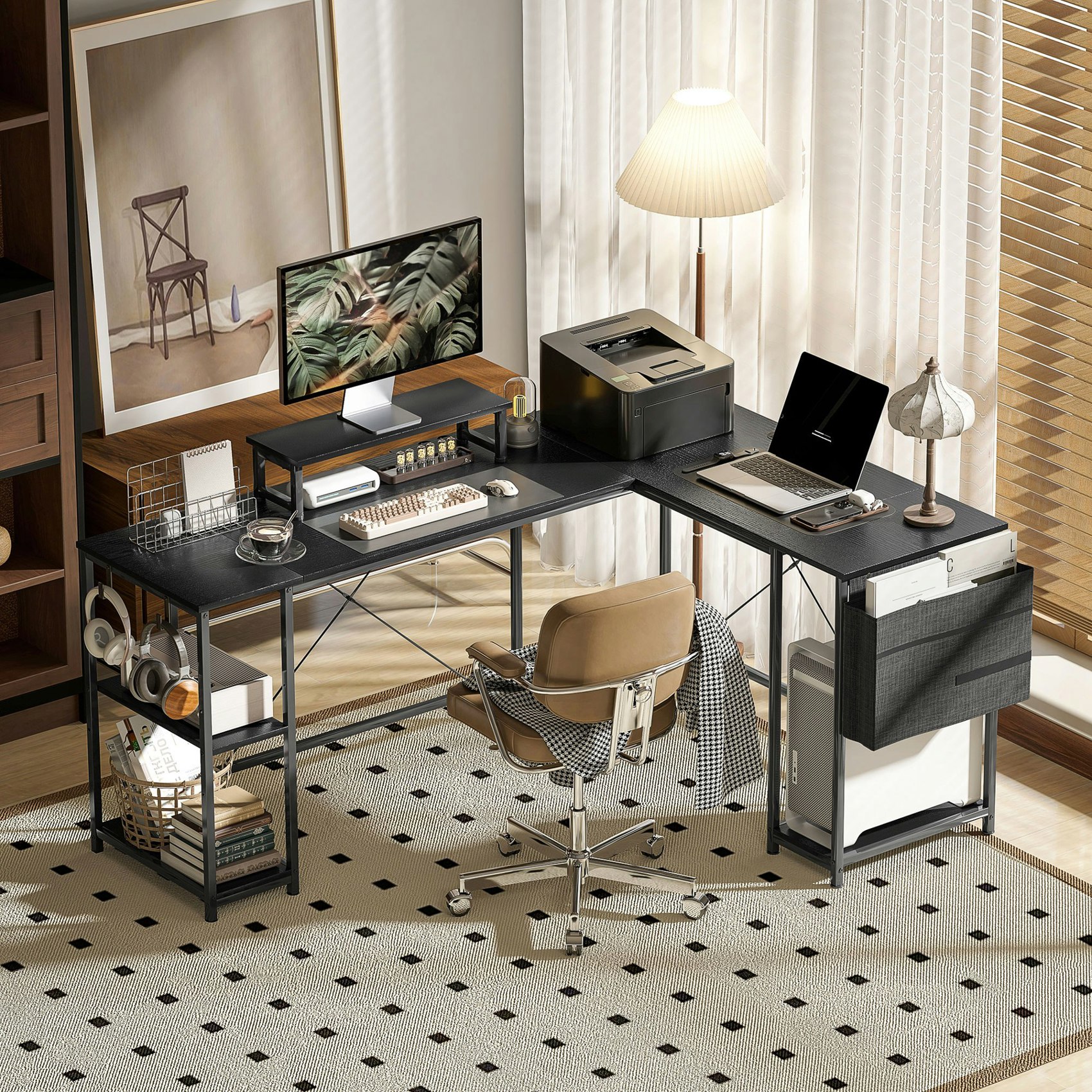 Rackhams 168Cm Reversible L Shaped Desk, 240Cm Two Person Desk