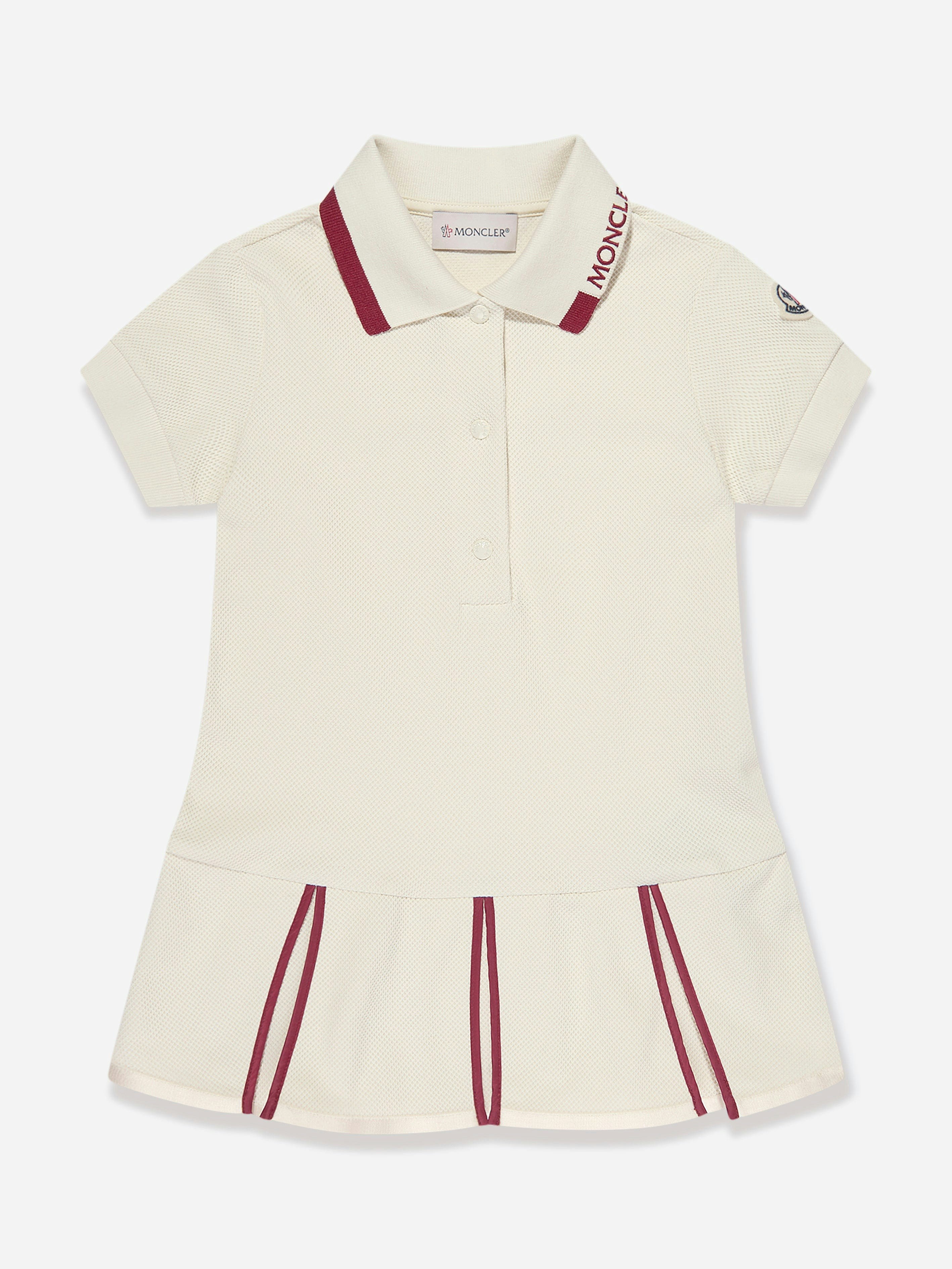 Moncler Enfant Girls Ivory Logo Polo Dress In - 14 Yrs