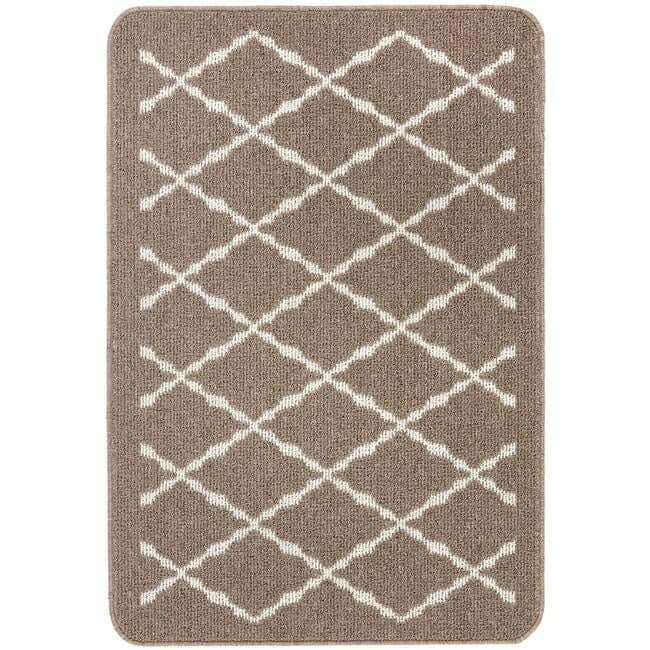 Rackhams Beige Washable Diamond Mat And Runner - 67X100 Cm