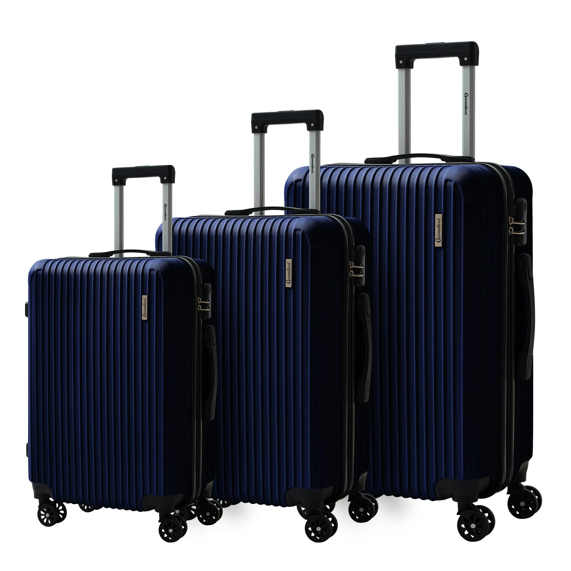 Groundlevel Cosmic Hard Shell 3 Piece Suitcase Luggage Set - Navy