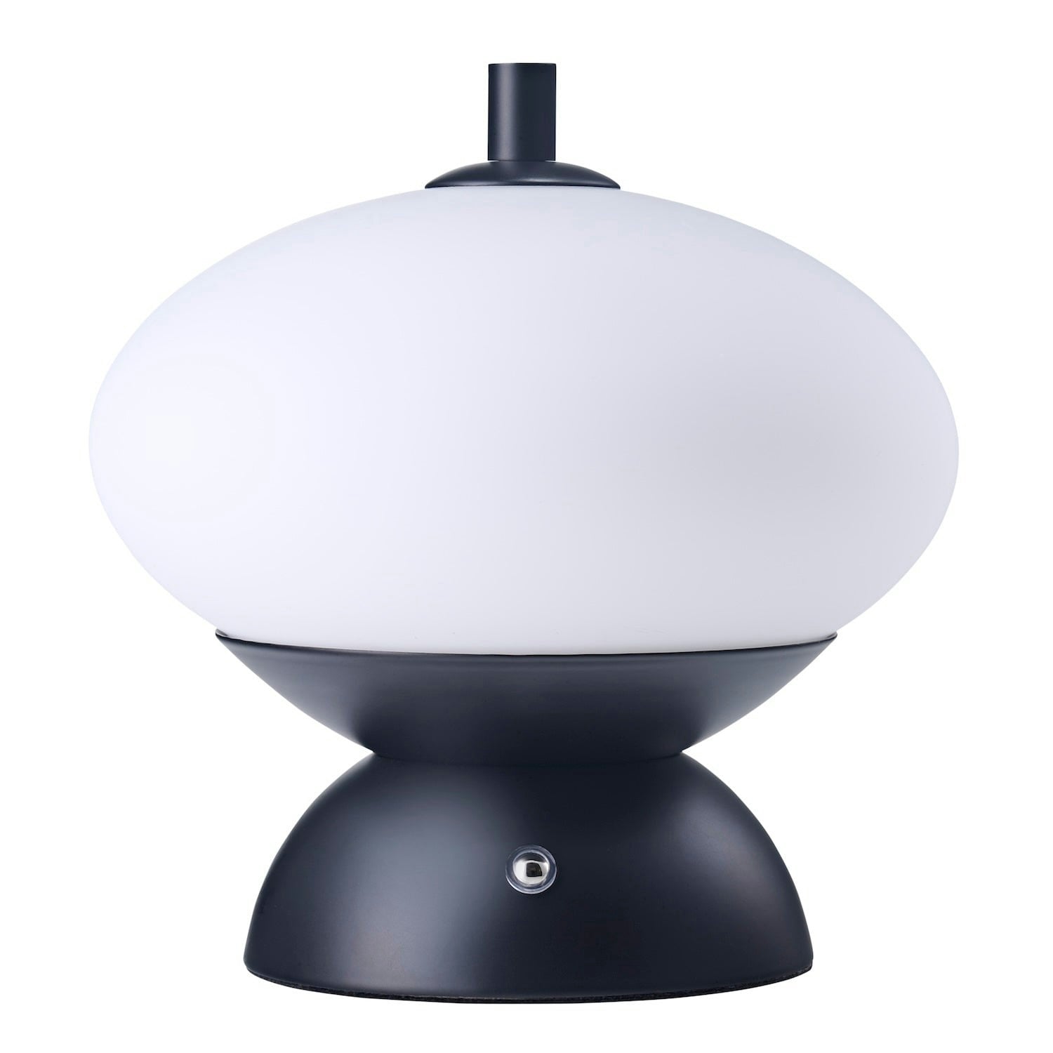 Rackhams Black Domed Rechargeable Touch Dimmable Table Lamp With Frosted Glass Shade