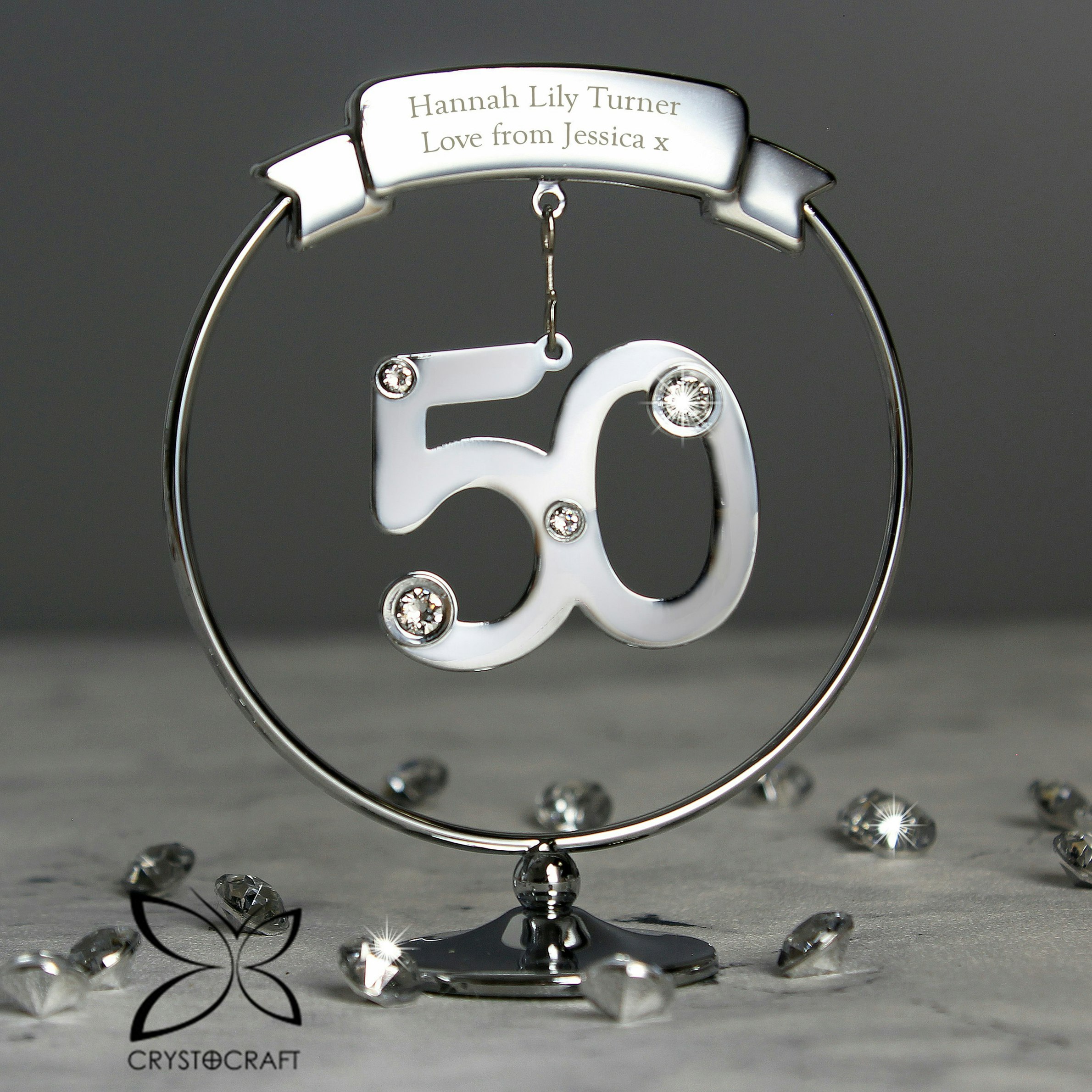 Personalised Memento Company Silver/Light Personalised Crystocraft 50Th Celebration Ornament
