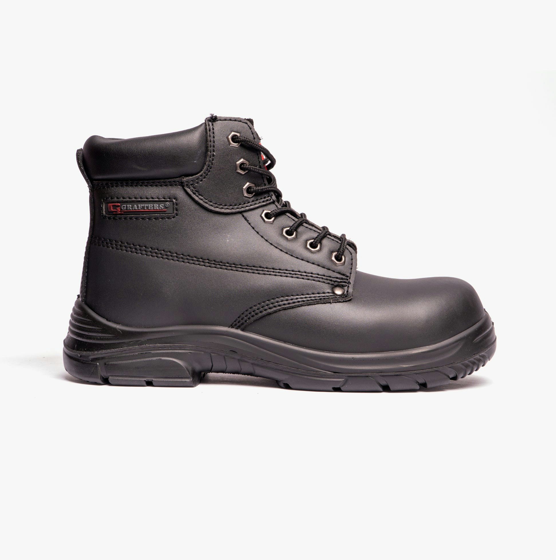 Grafters Men's Black M9503a Leather Super Wide Ankle Safety Boots - Uk 13