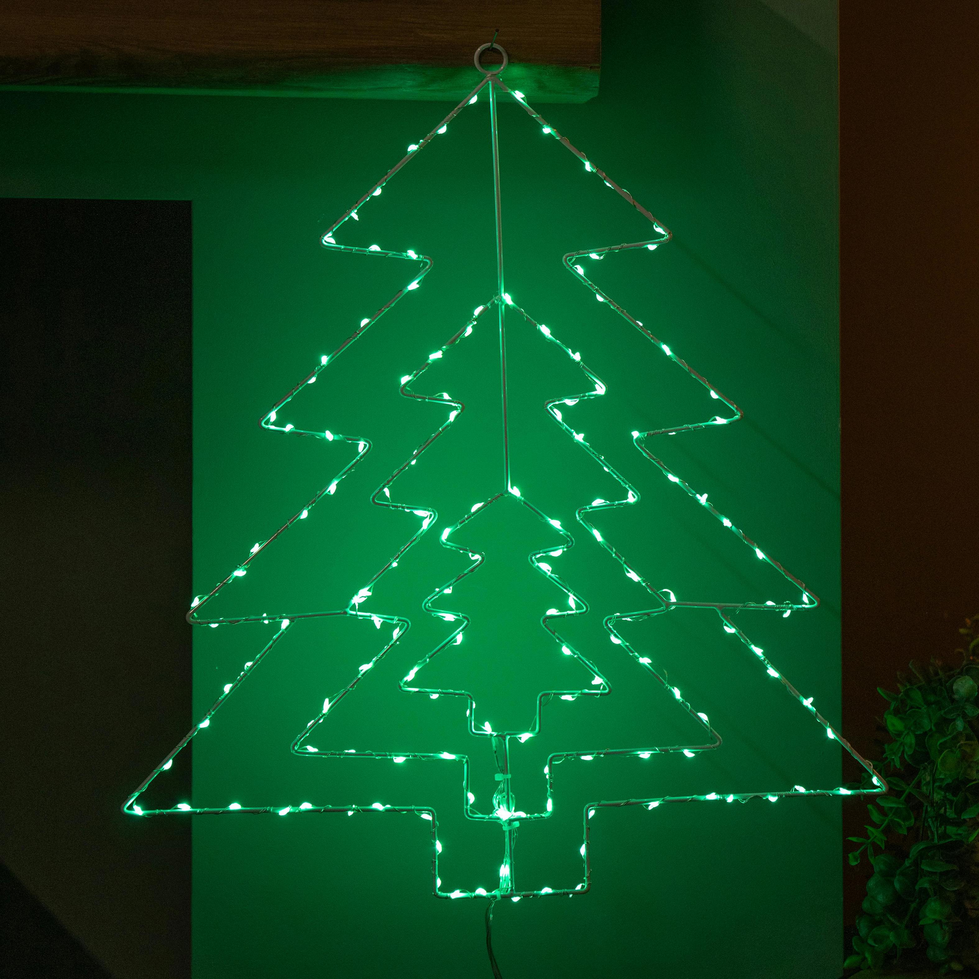 Rackhams Light/Green 50Cm Up 3 Layered Christmas Tree With 150 Multi-Action Leds