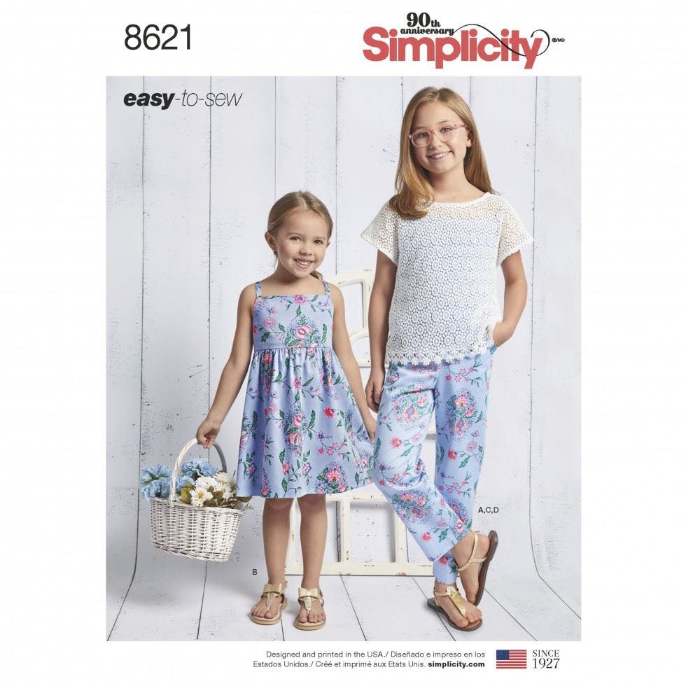 Simplicity Sewing Pattern 8621, Tops, Dresses, Trousers For Kids, Teenagers, Hh (3-4-5-6) - Easy - Hh (3-4-5-6)