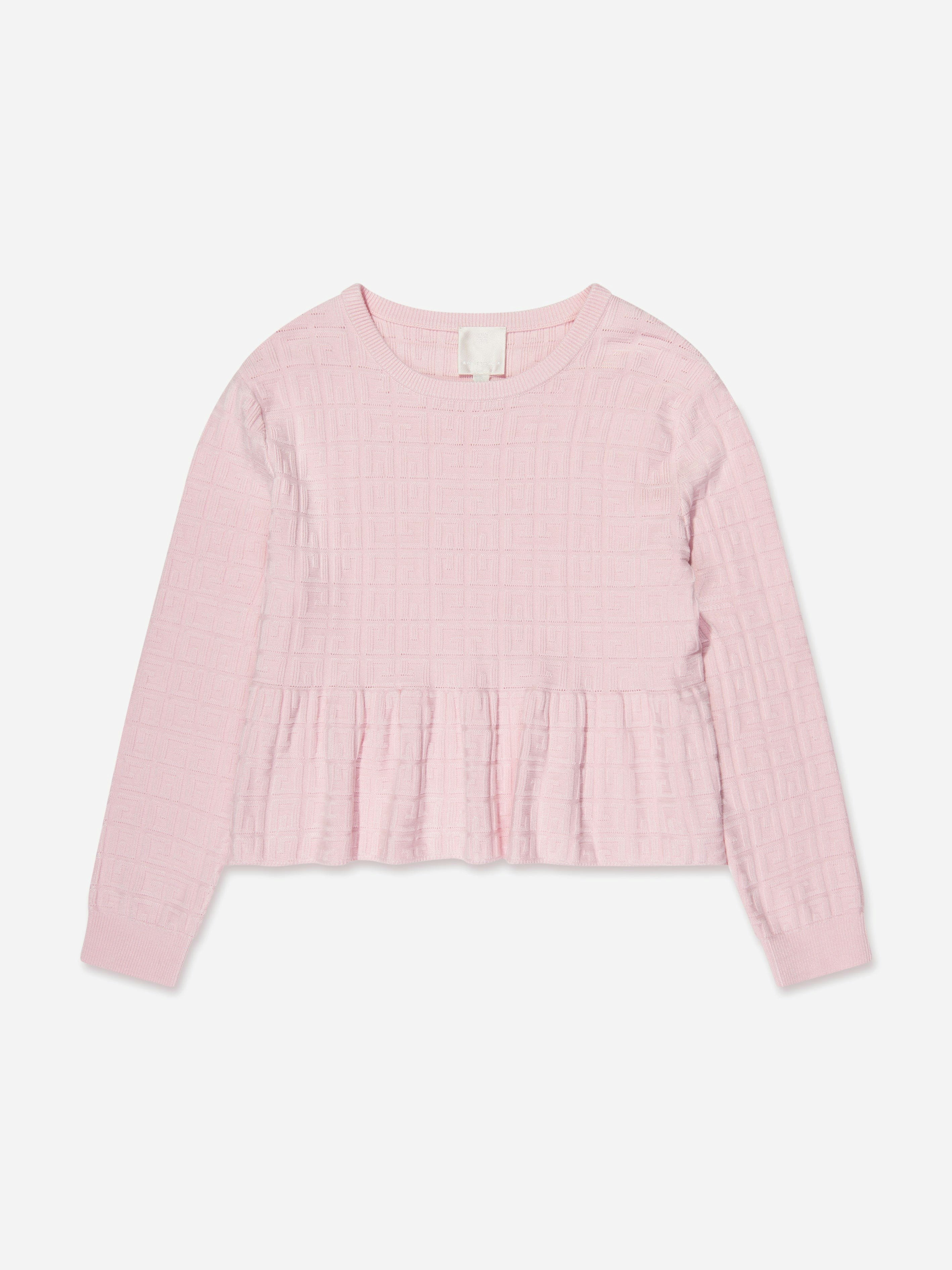 Givenchy Girls Pink Knitted Logo Sweater In - 6 Yrs